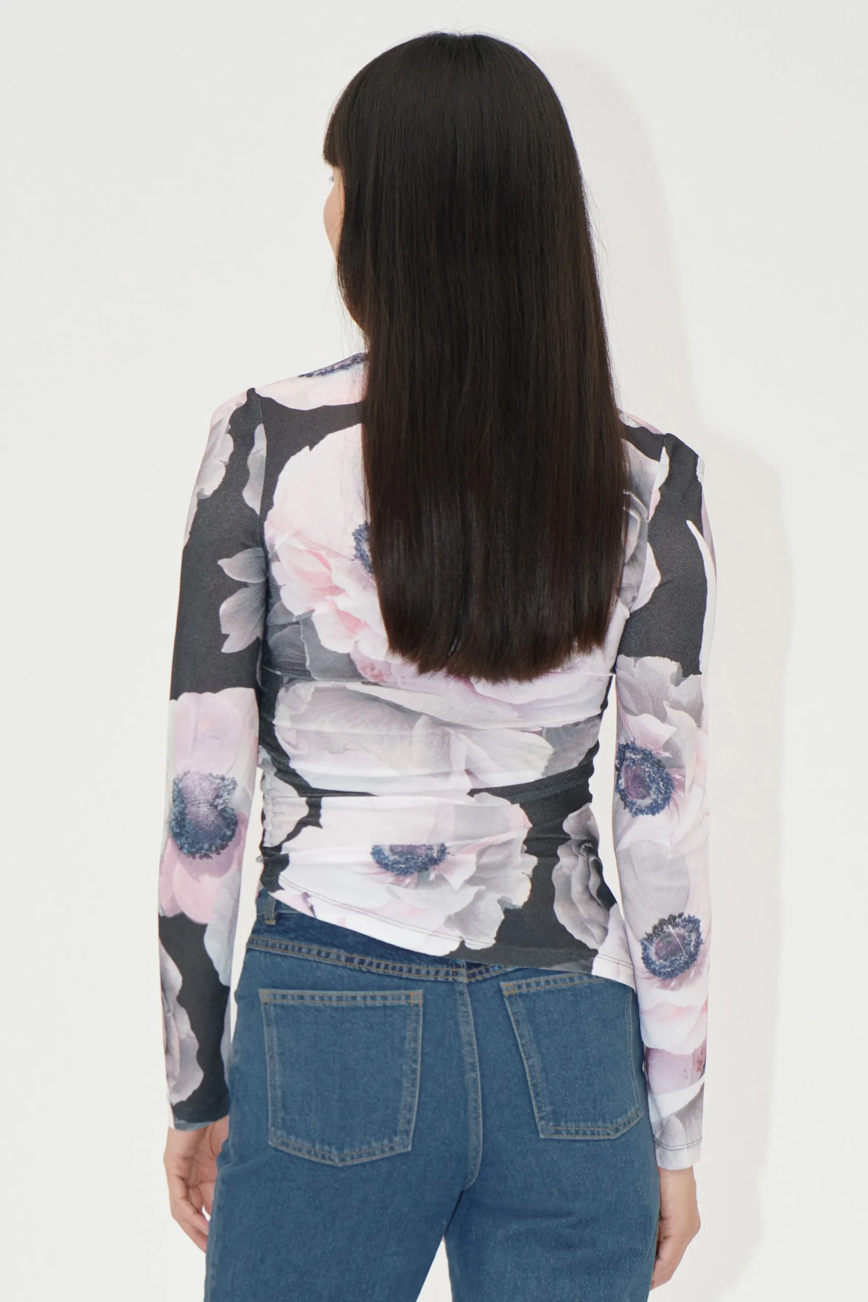 Asymmetric Long Sleeve Top - Nostalgic Anemone-STINE GOYA Discount