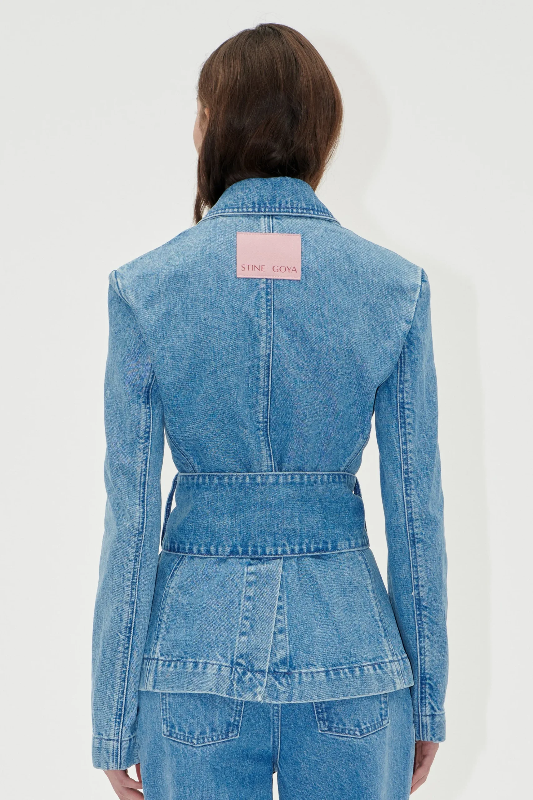 Belted Tailored Jacket - Denim Blue-STINE GOYA Best Sale