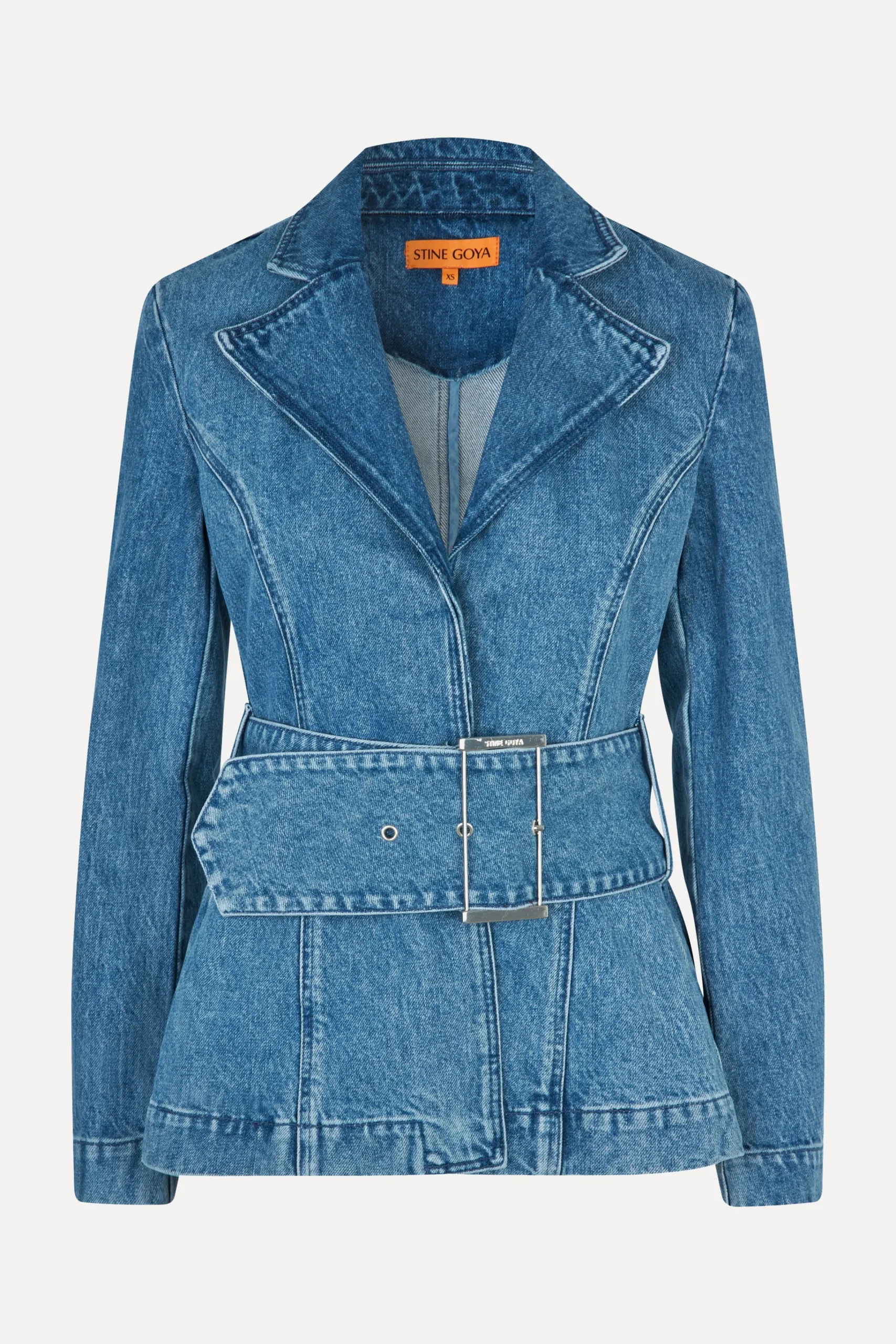 Belted Tailored Jacket - Denim Blue-STINE GOYA Best Sale
