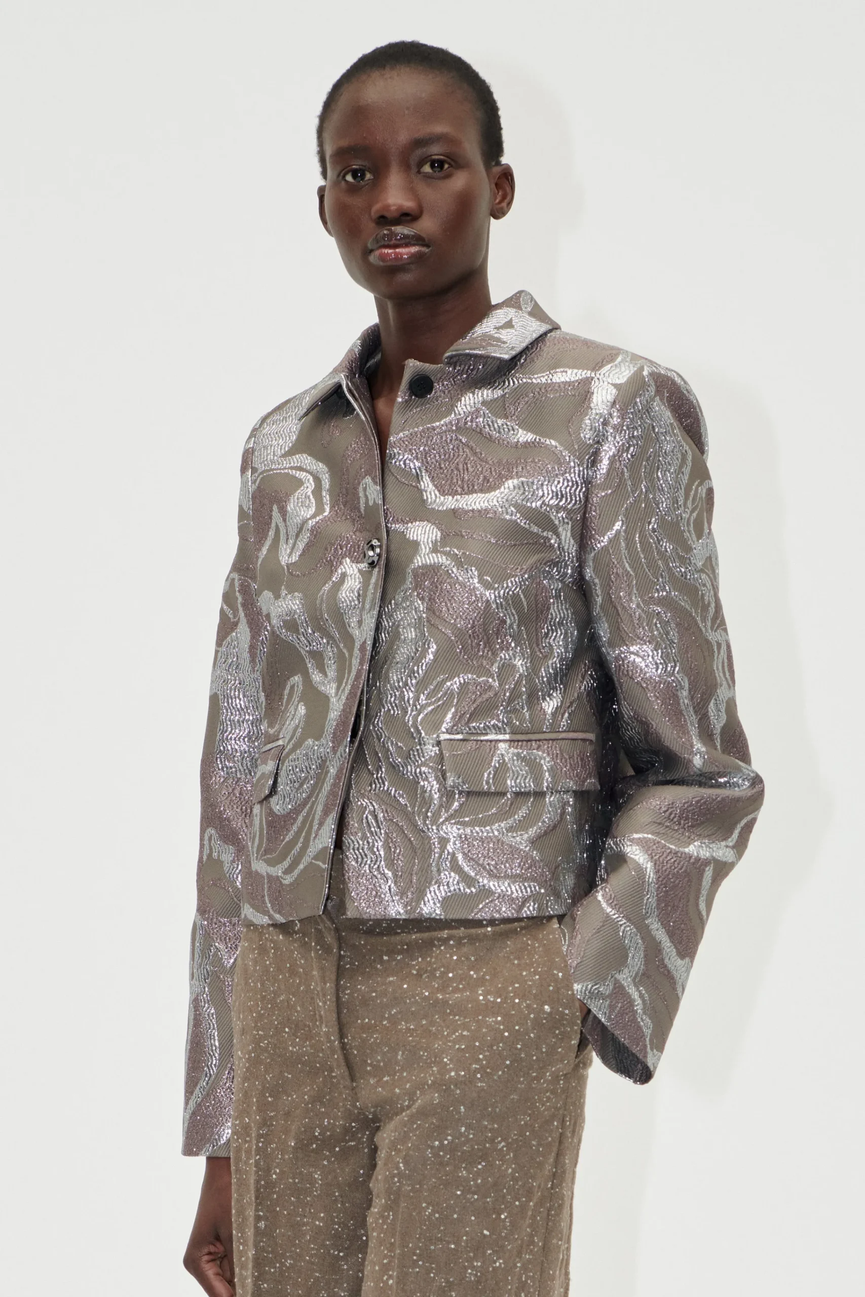 Boxy Straight Jacket - Abstract Foliage-STINE GOYA Best Sale