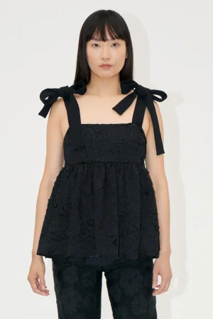 Contrasted Tie Top - Jet Black-STINE GOYA Cheap