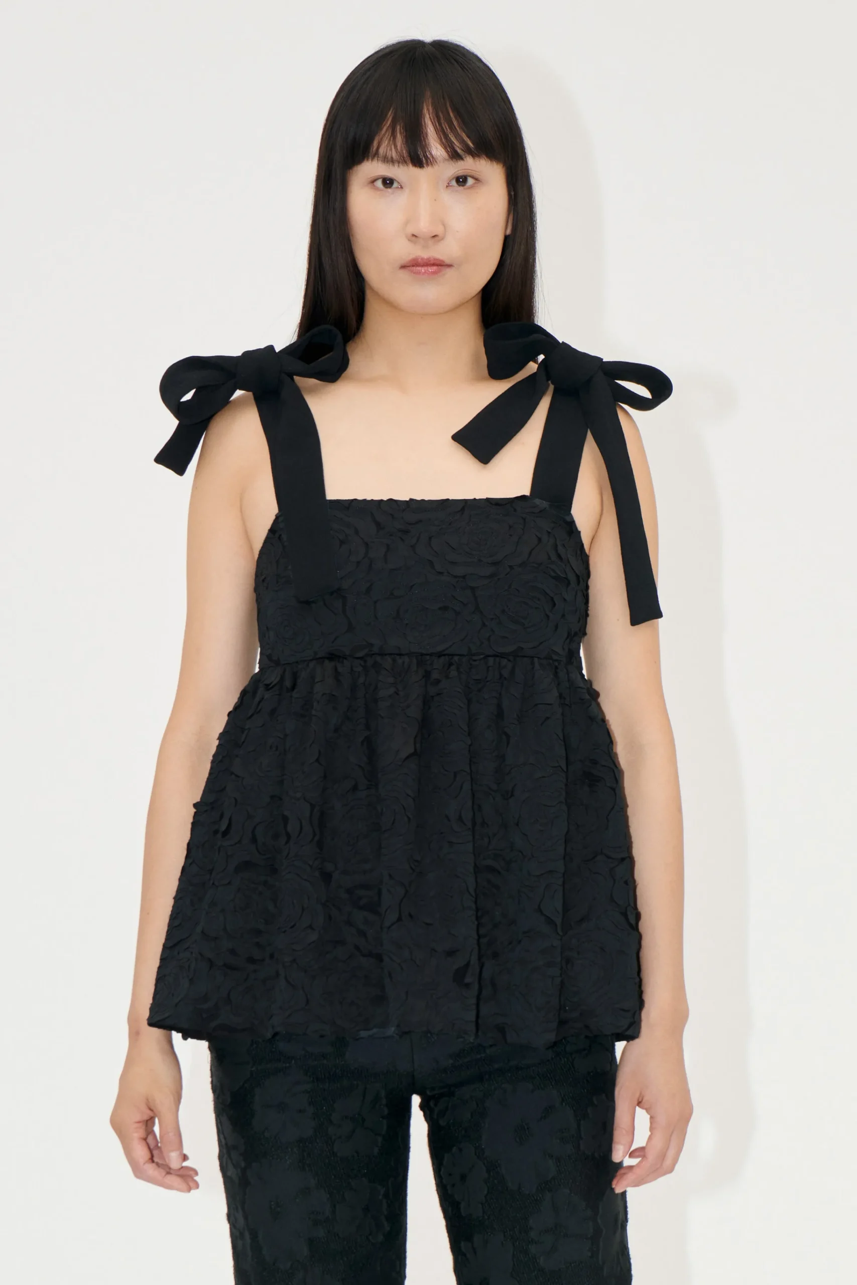 Contrasted Tie Top - Jet Black-STINE GOYA Cheap