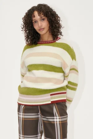 Crew Neck Sweater - Alpaca Stripe-STINE GOYA Hot