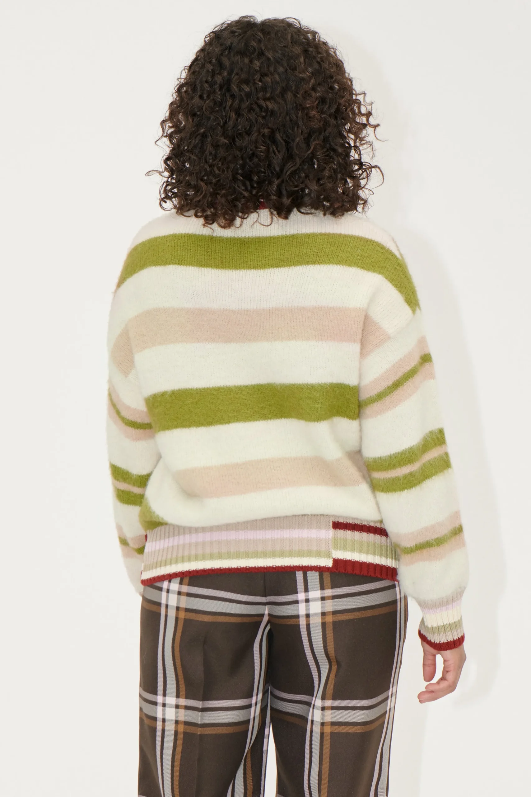 Crew Neck Sweater - Alpaca Stripe-STINE GOYA Hot