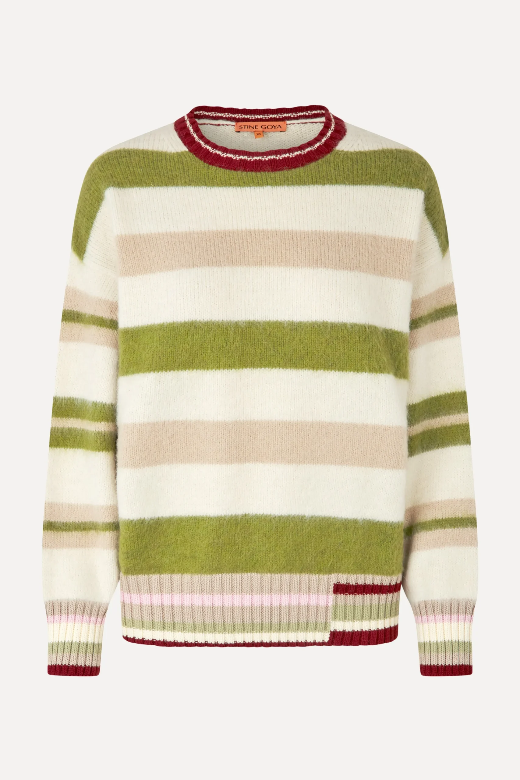 Crew Neck Sweater - Alpaca Stripe-STINE GOYA Hot