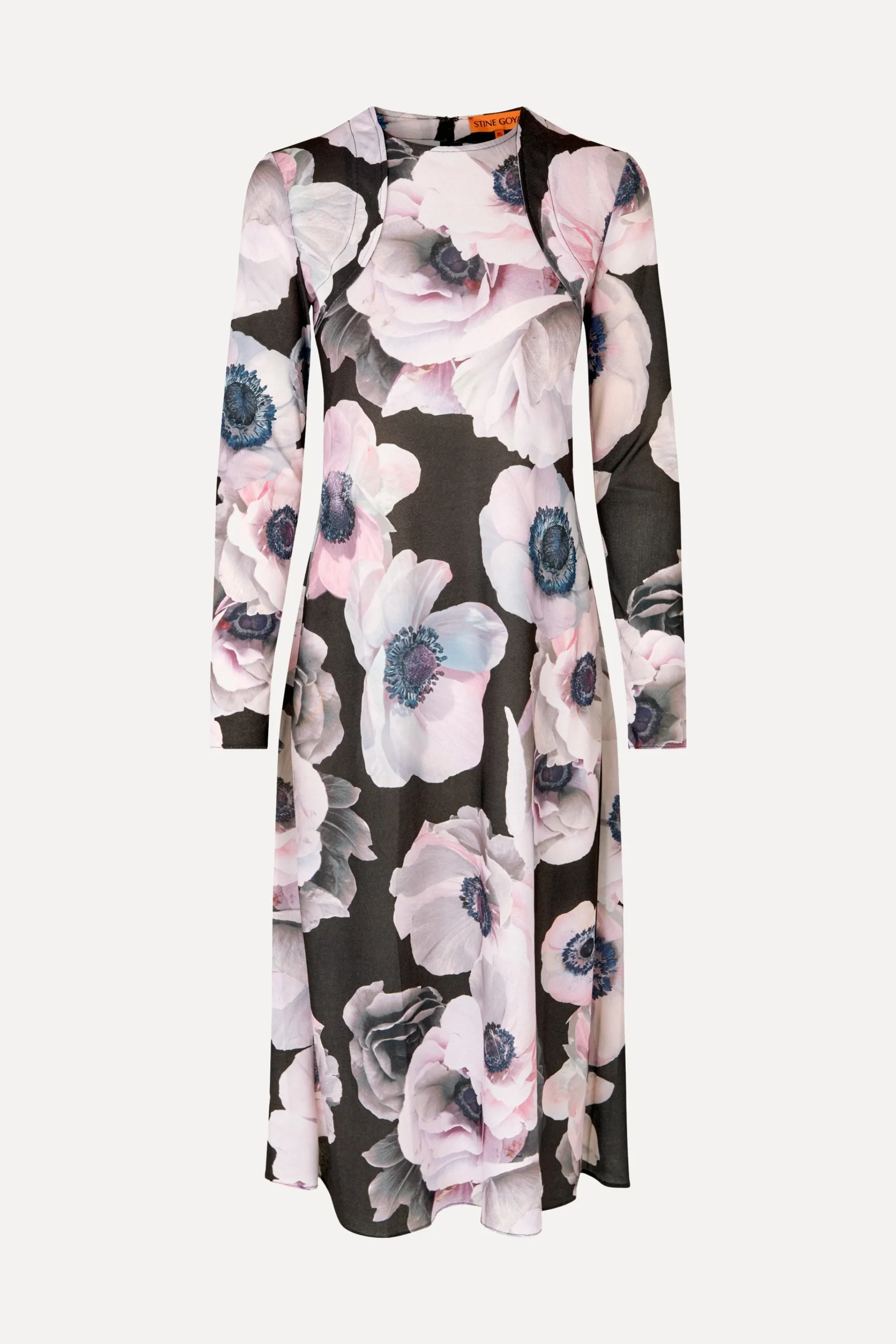 Crewneck Long Sleeve Midi Dress - Nostalgic Anemone-STINE GOYA Store