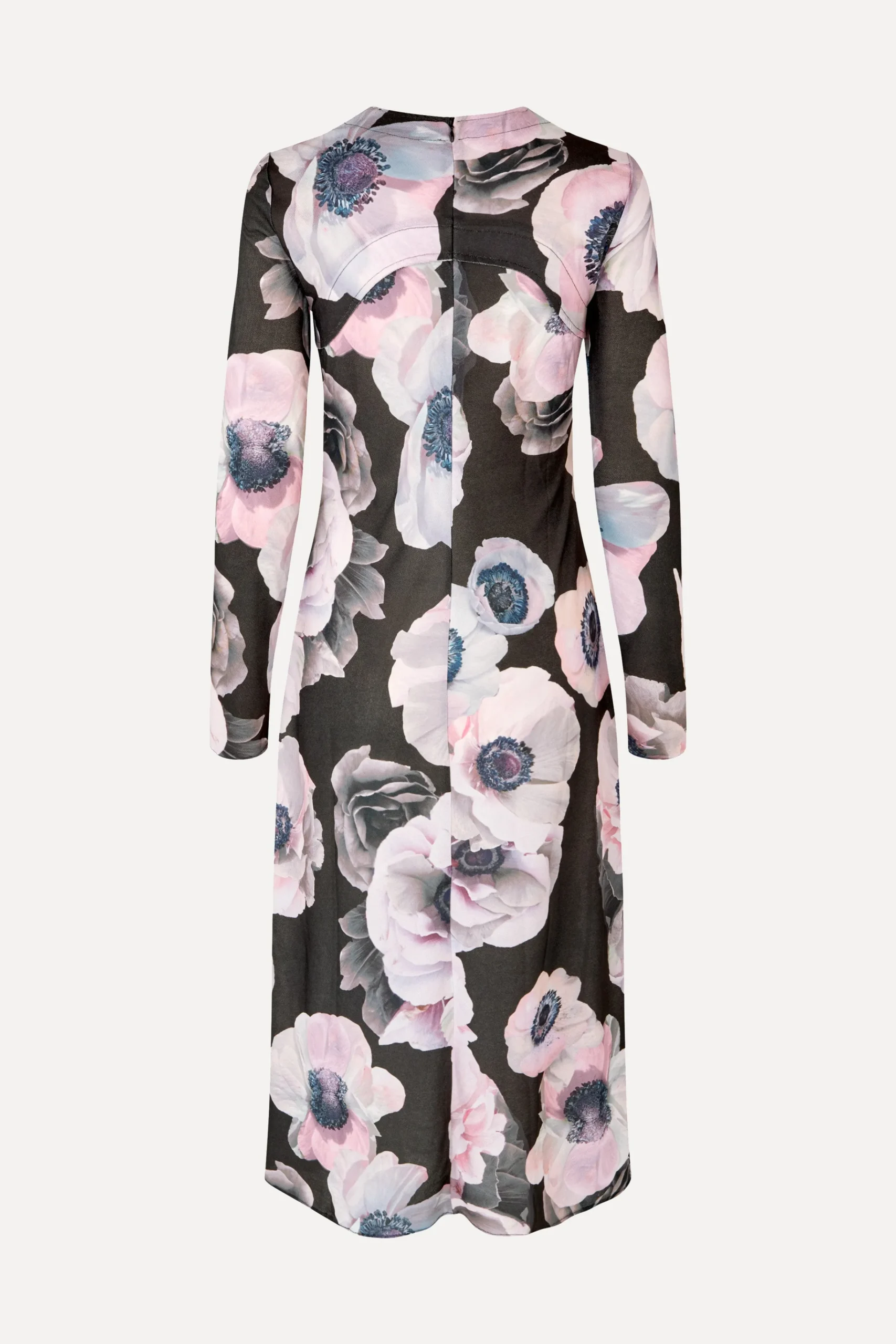 Crewneck Long Sleeve Midi Dress - Nostalgic Anemone-STINE GOYA Store