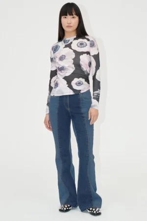 Denim Flared Pants - Two Tone Denim-STINE GOYA Best