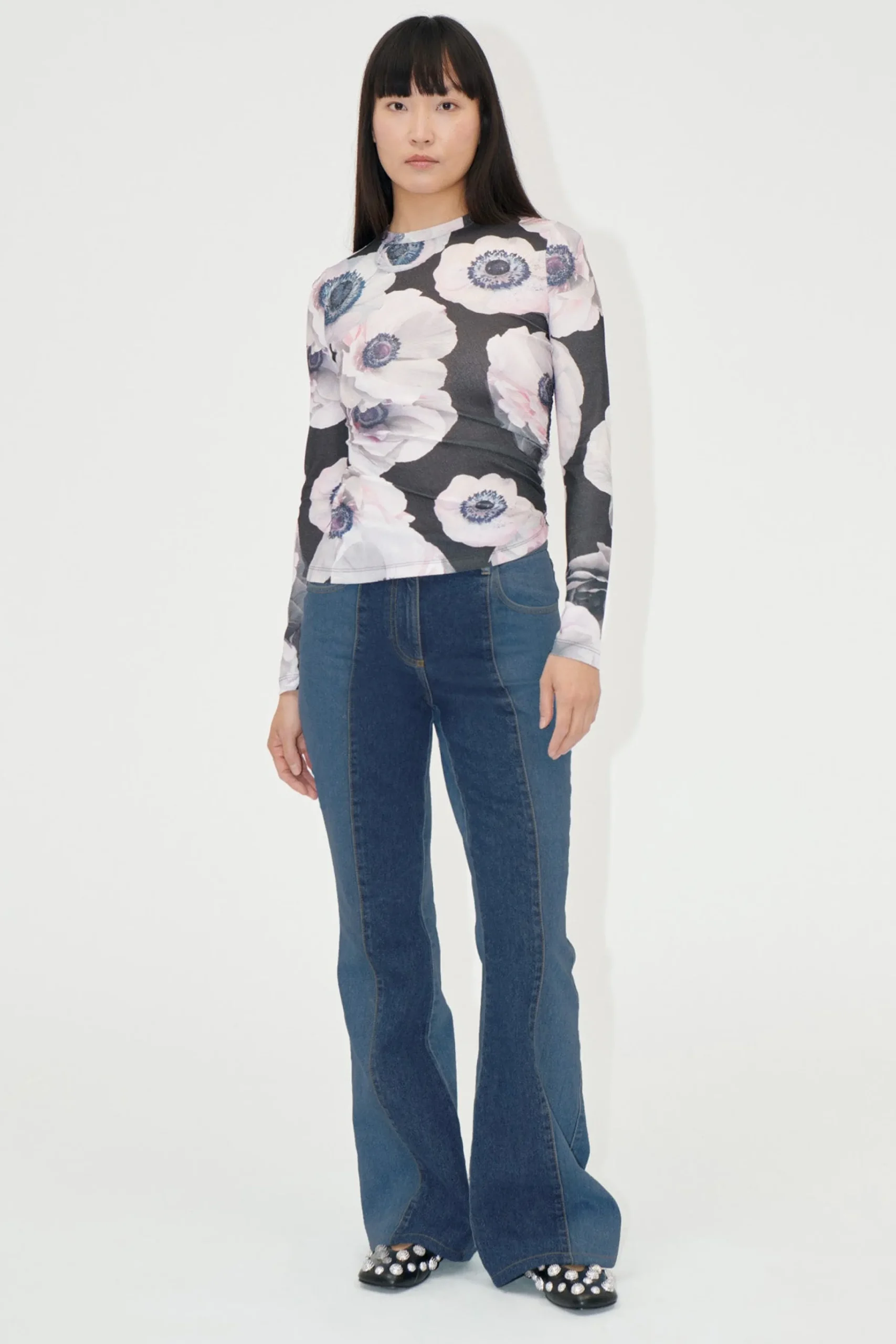 Denim Flared Pants - Two Tone Denim-STINE GOYA Best