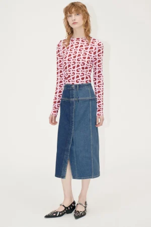 Denim Midi Skirt - Two Tone Denim-STINE GOYA Discount