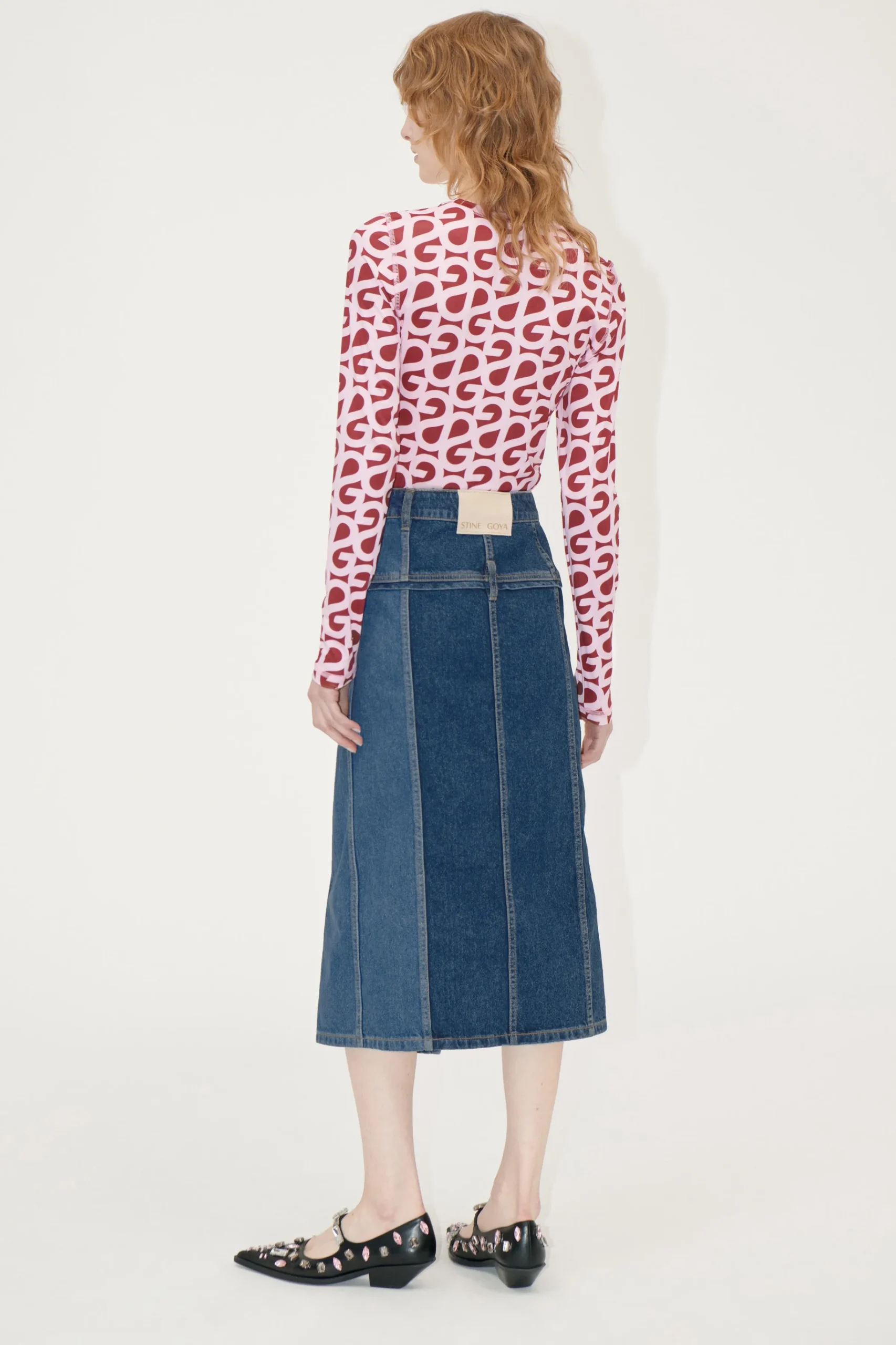 Denim Midi Skirt - Two Tone Denim-STINE GOYA Discount