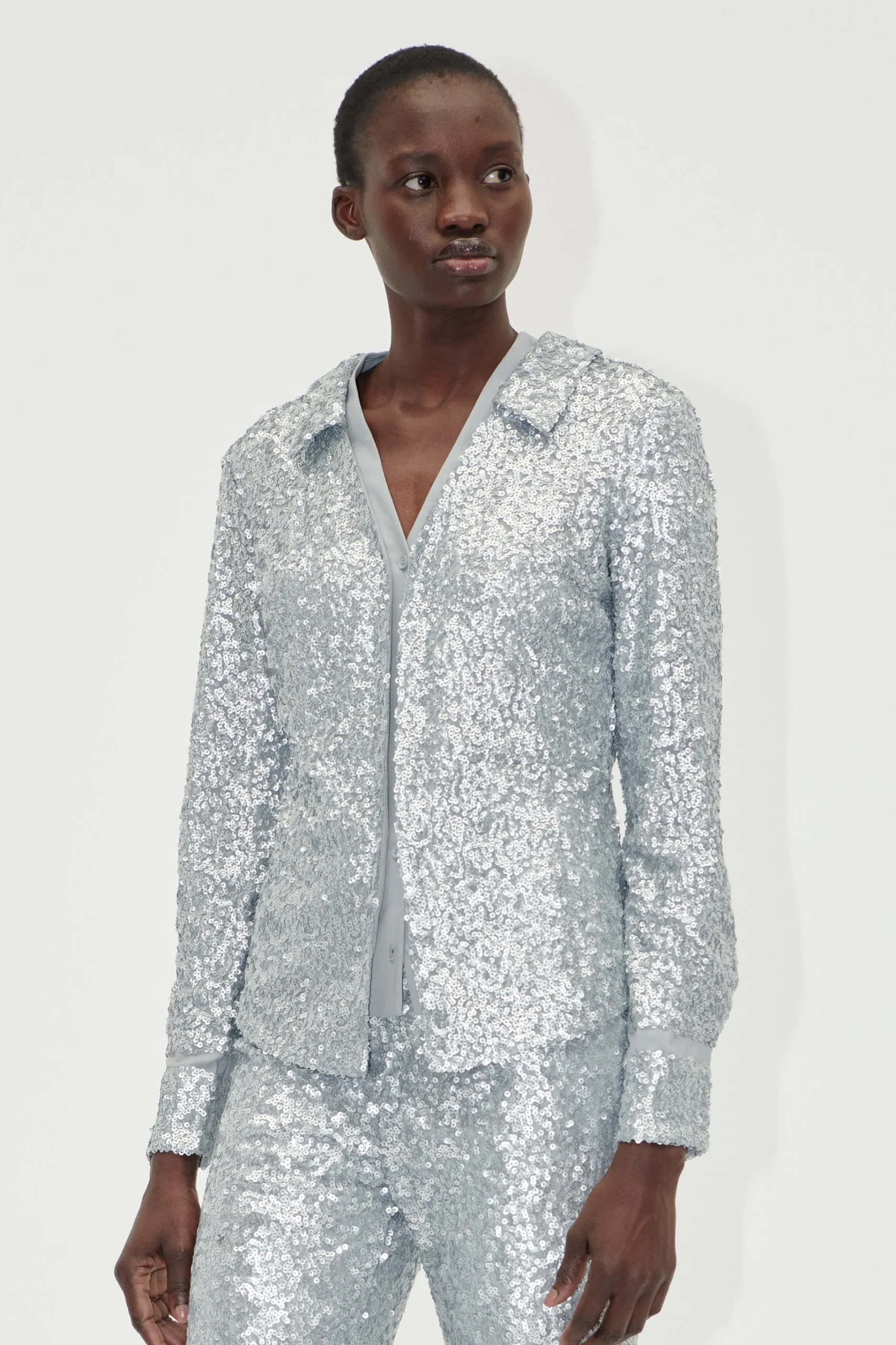 Double Collar Shirt - Steel Grey-STINE GOYA Outlet