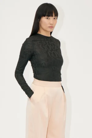 Elastic Long Sleeve Top - Liquified Logo-STINE GOYA Cheap