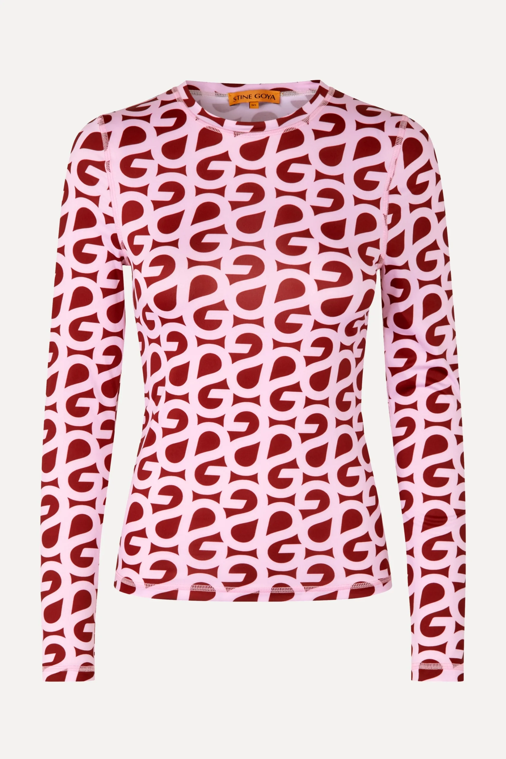 Elastic Long Sleeve Top - SG Logo Burgundy Pink-STINE GOYA Store