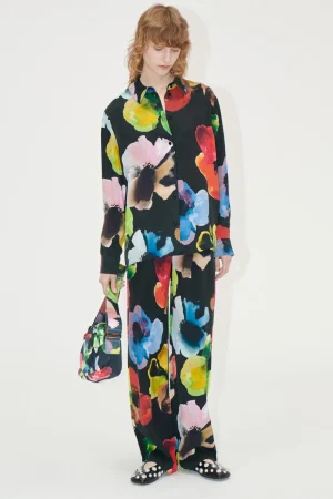 Elasticated Long Pants - Watercolor Bloom-STINE GOYA Cheap