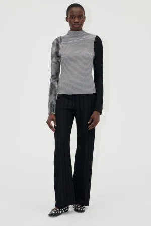 Elasticated Straight Long Pants - Black / White-STINE GOYA Outlet