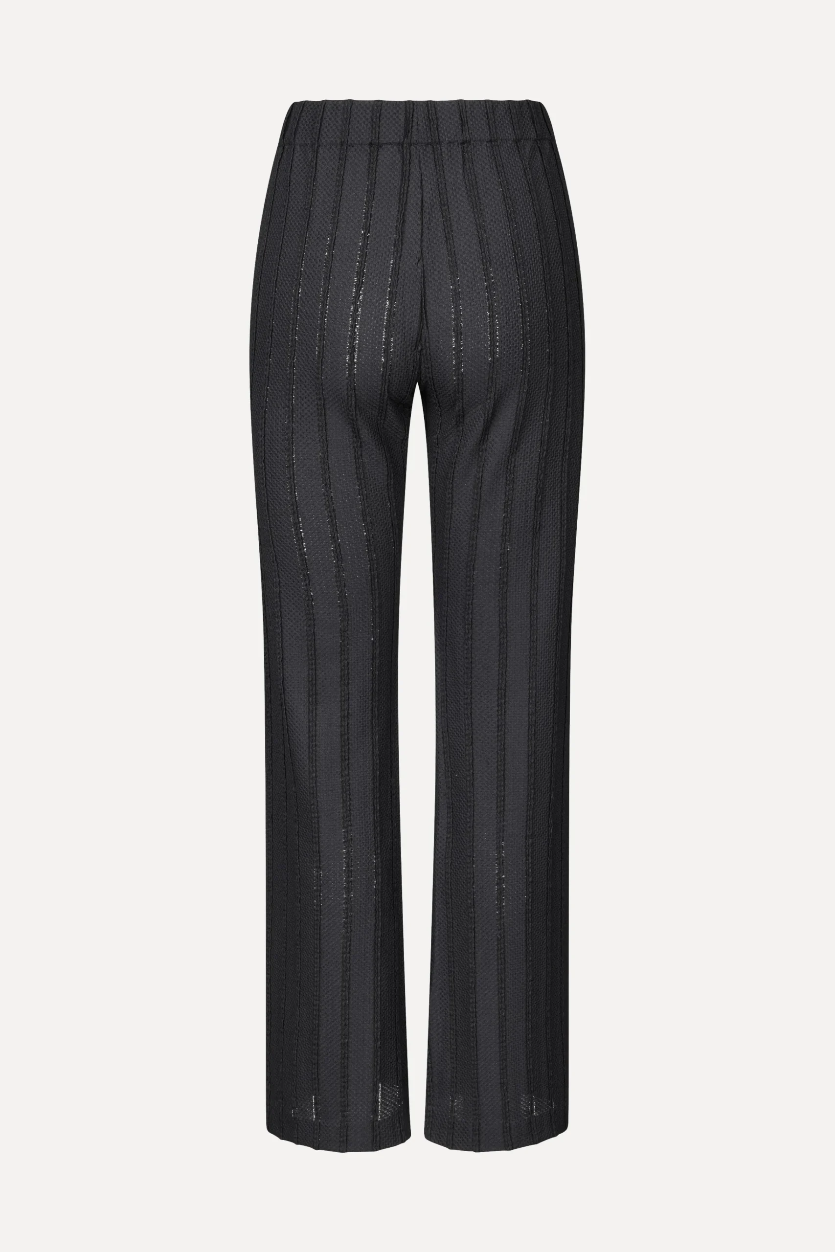 Elasticated Straight Long Pants - Black / White-STINE GOYA Outlet