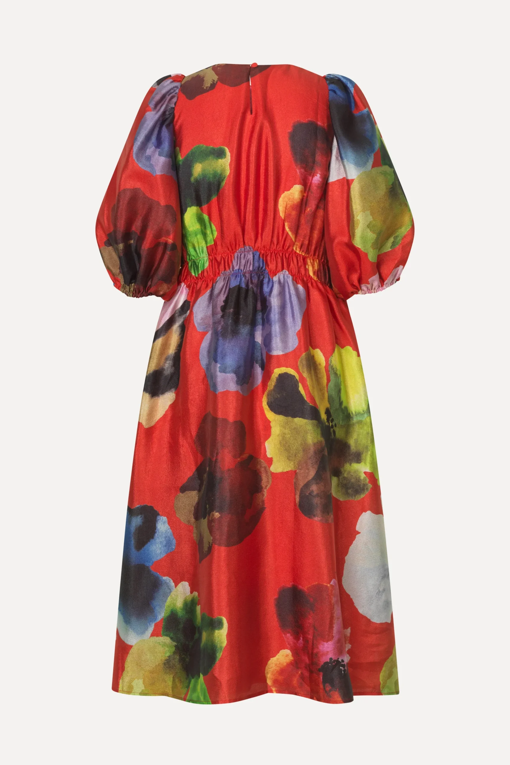 Elasticated Waist Midi Dress - Bloom In Red-STINE GOYA Clearance
