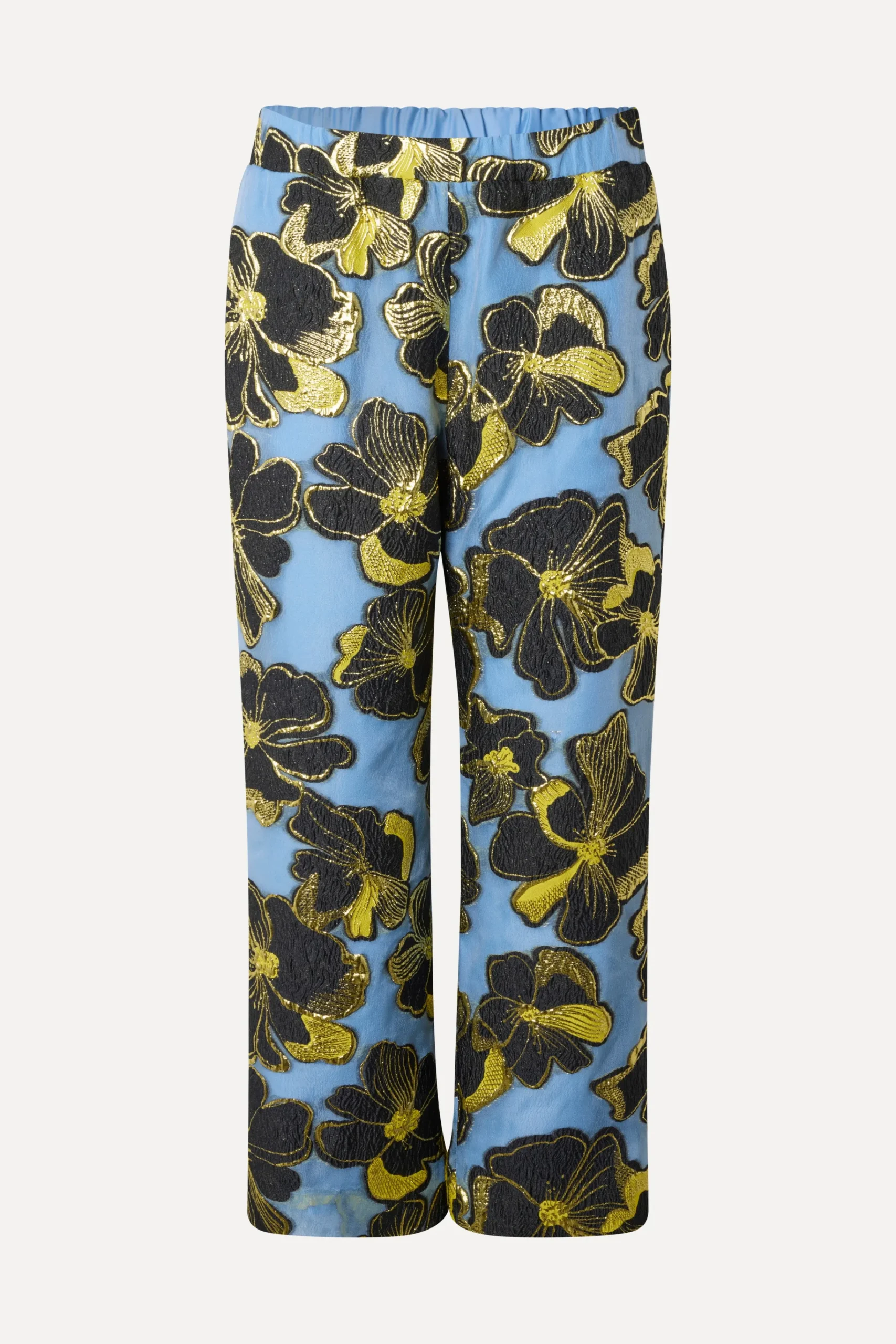 Elasticated Waistband Pants - Blue Anemone Jacquard-STINE GOYA Store