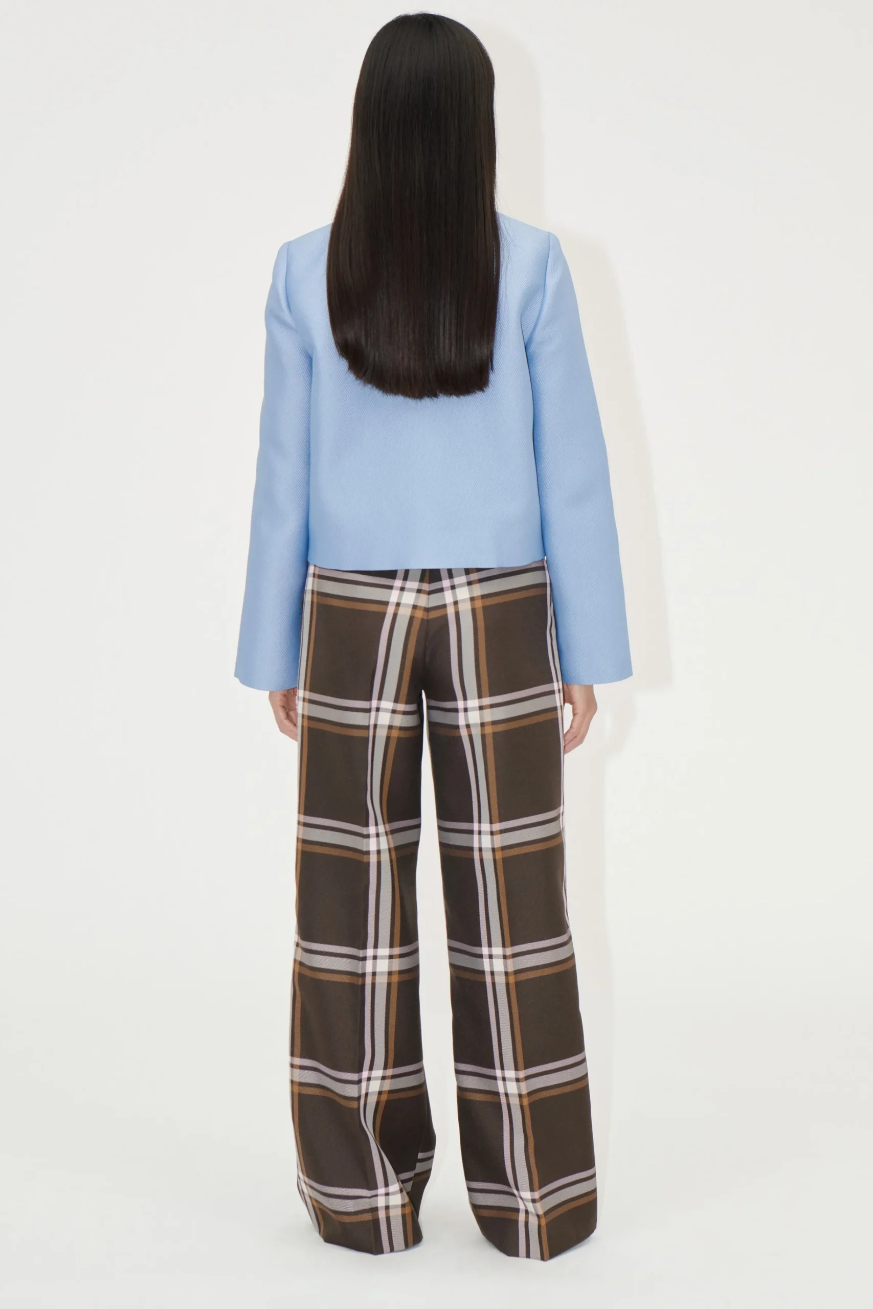 Front Pleat Long Straight Pants - Weaved Checks-STINE GOYA Sale