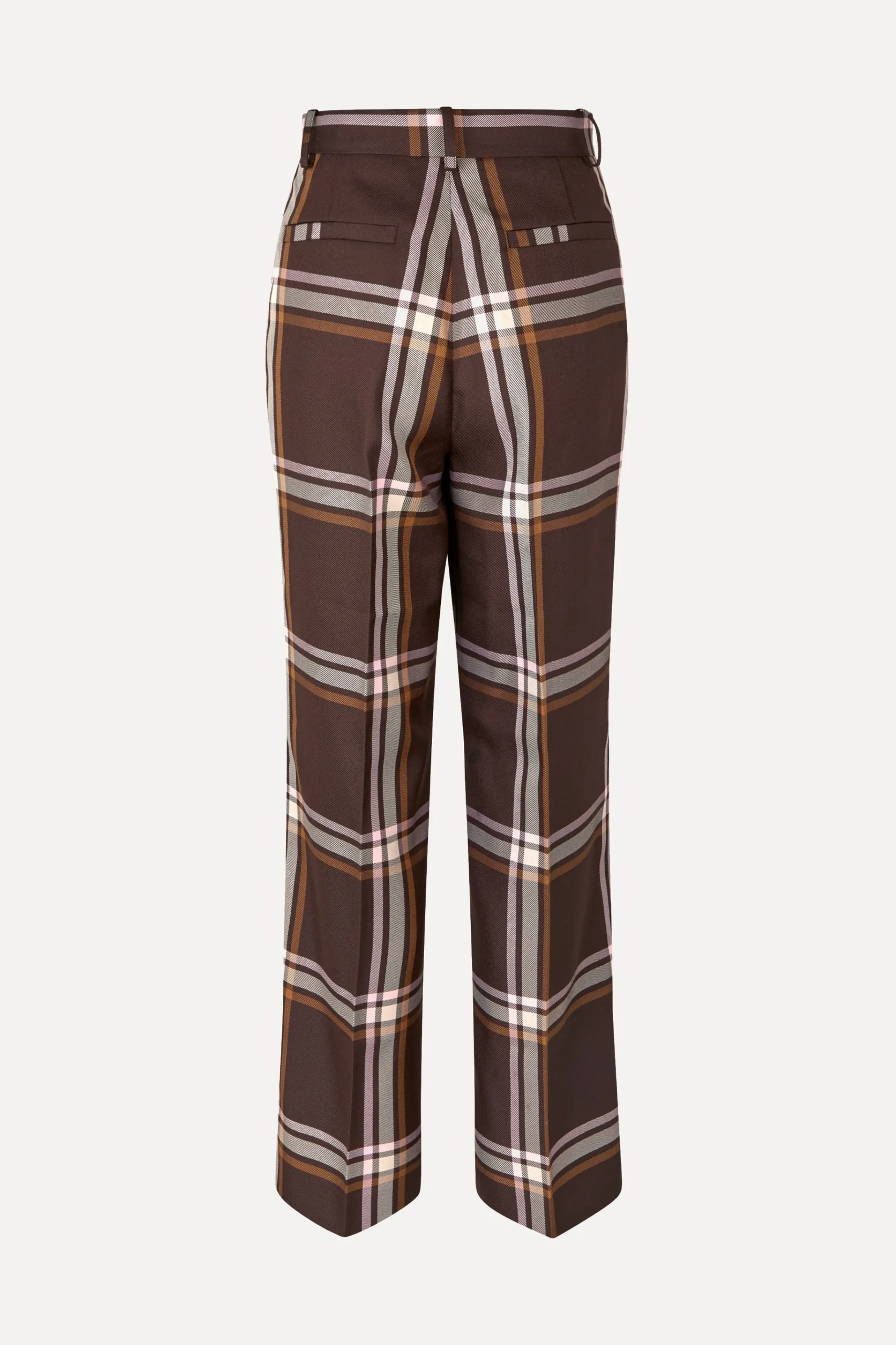 Front Pleat Long Straight Pants - Weaved Checks-STINE GOYA Sale