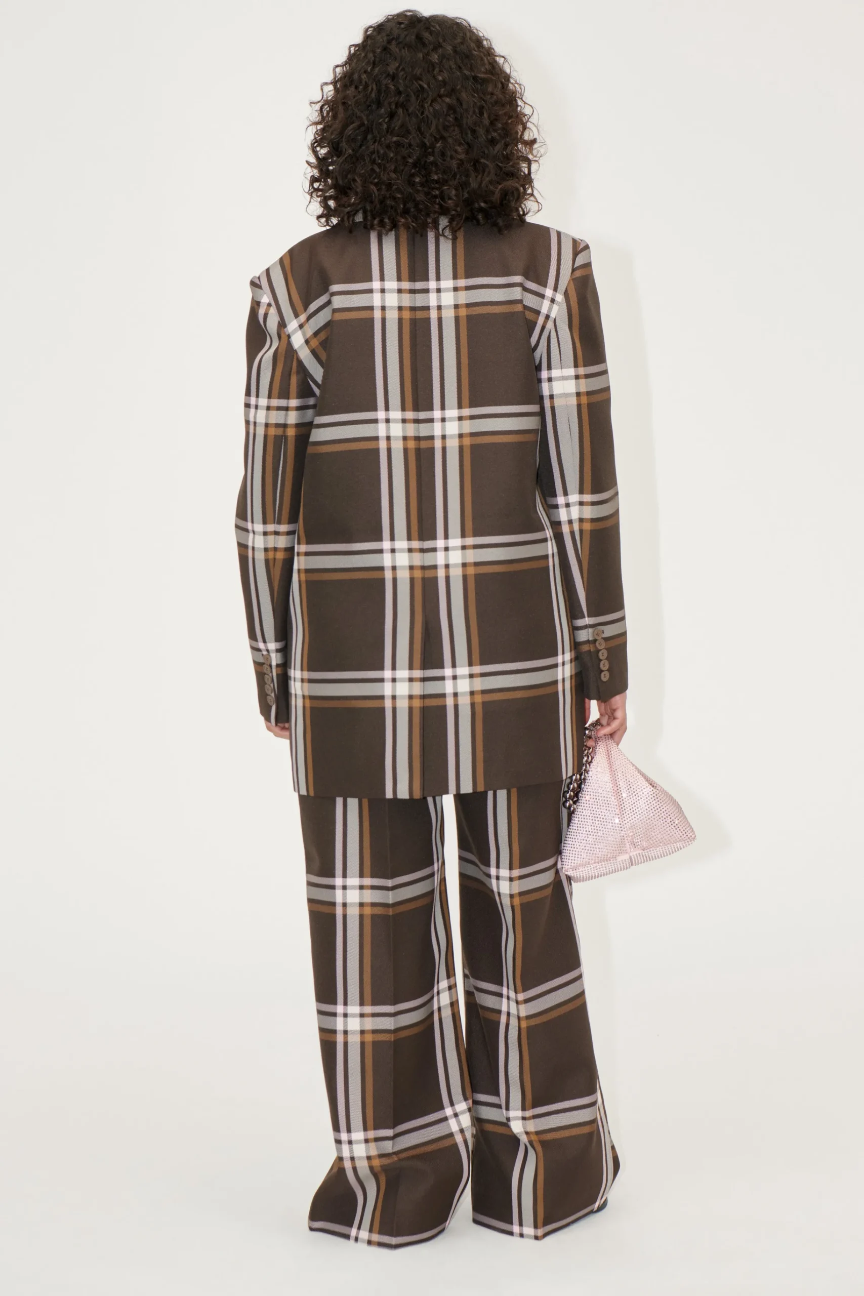 Front Pleat Long Straight Pants - Weaved Checks-STINE GOYA Sale