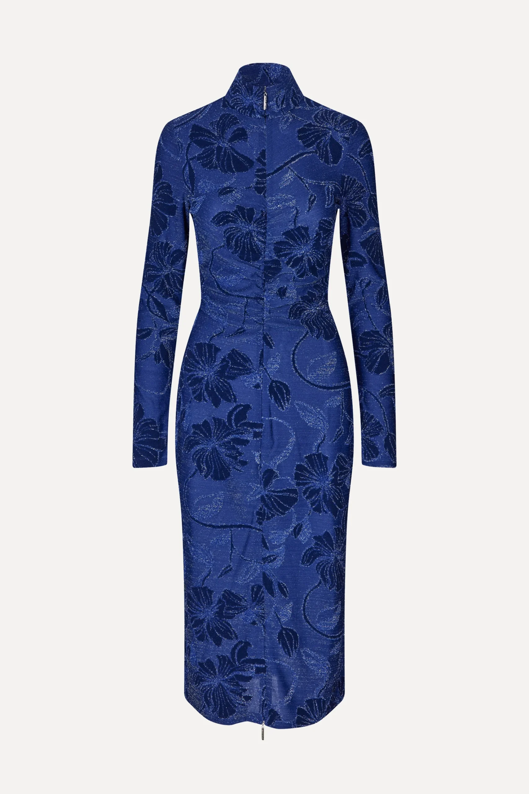 Gathered Long Sleeve Midi Dress - Fine Line Poppies-STINE GOYA New