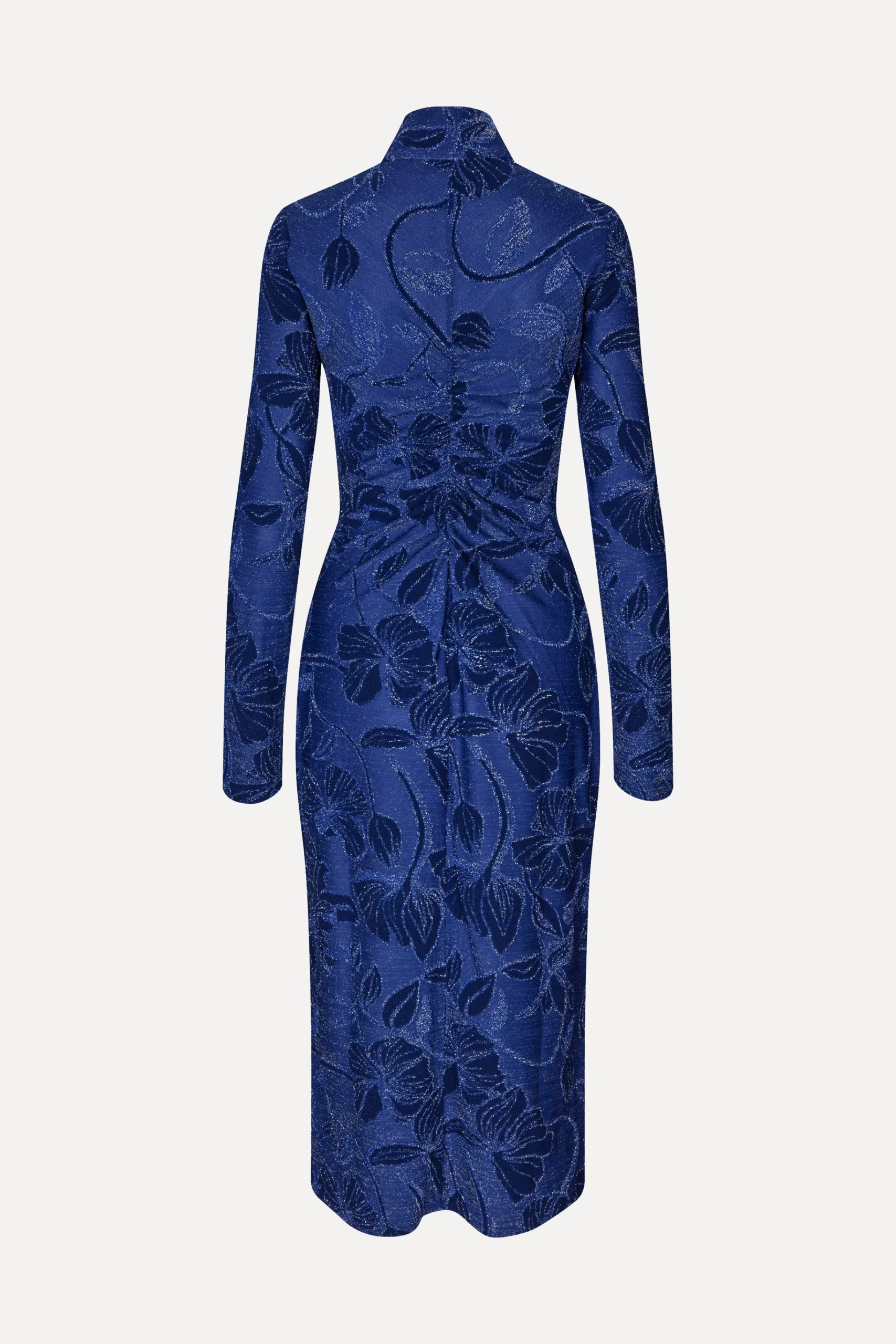 Gathered Long Sleeve Midi Dress - Fine Line Poppies-STINE GOYA New