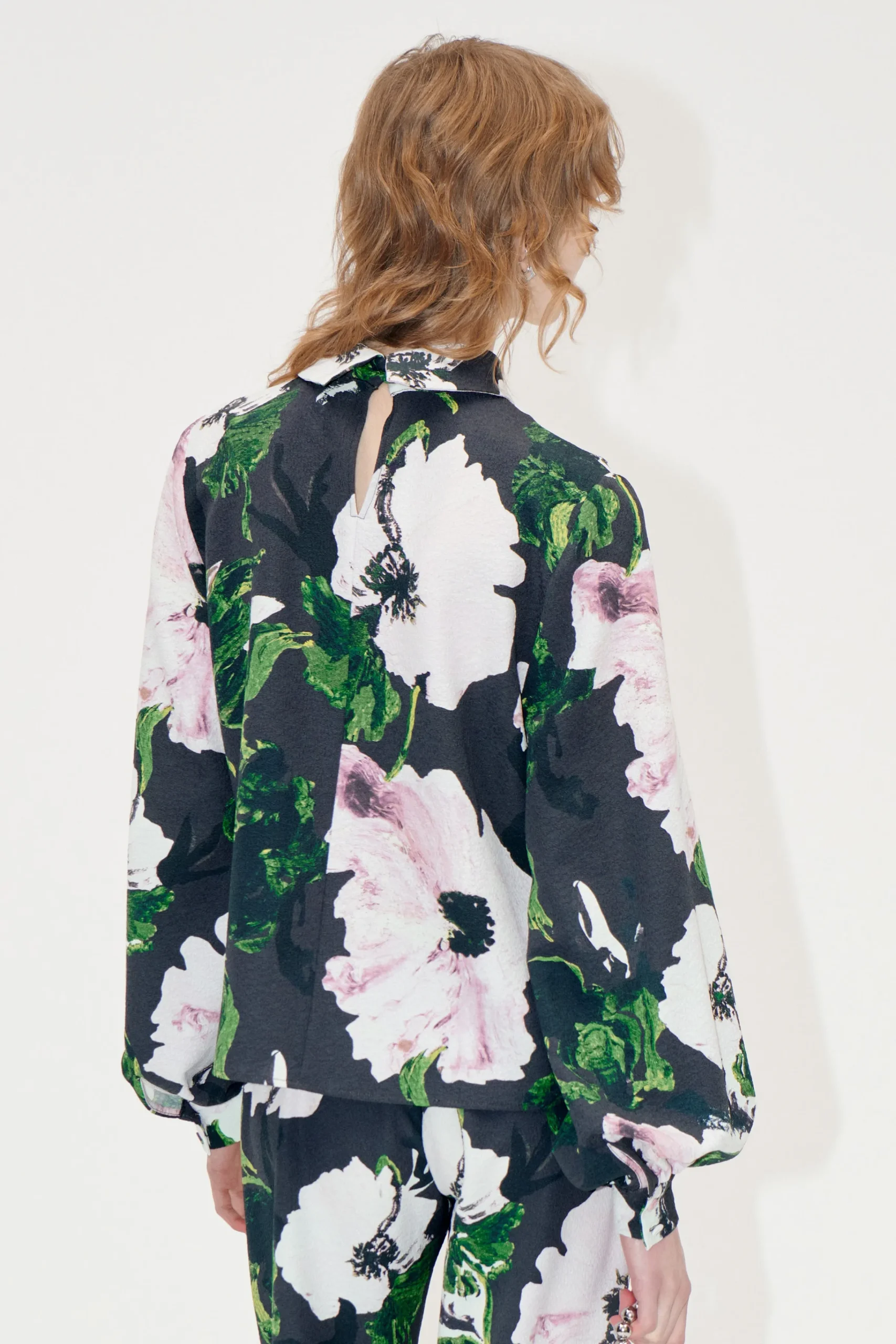 Gathered Long Sleeve Top - Umber Windflower-STINE GOYA Best Sale