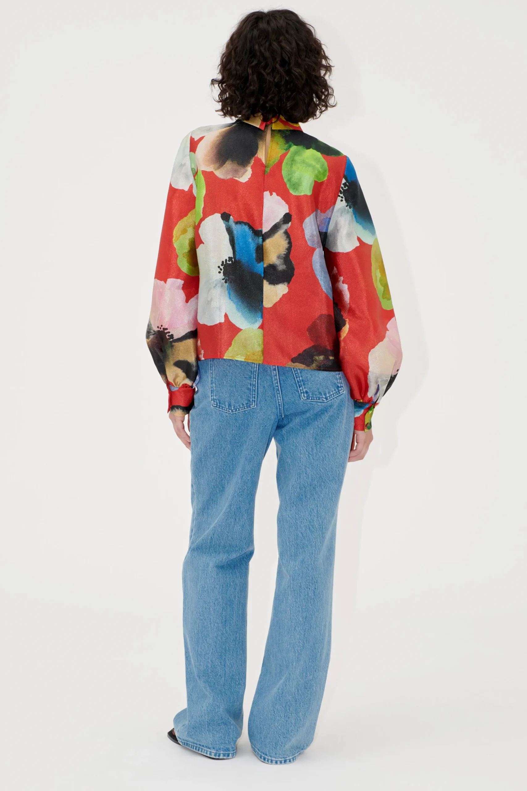 Gathered Long Sleeve Top - Bloom In Red-STINE GOYA Online