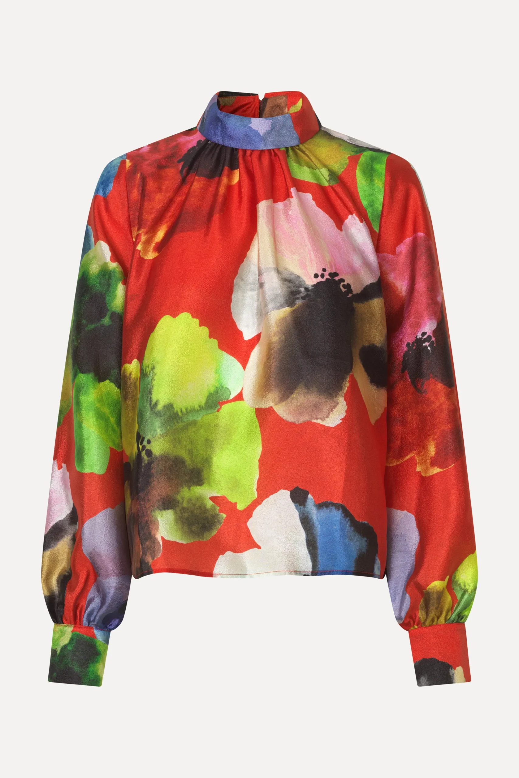 Gathered Long Sleeve Top - Bloom In Red-STINE GOYA Online