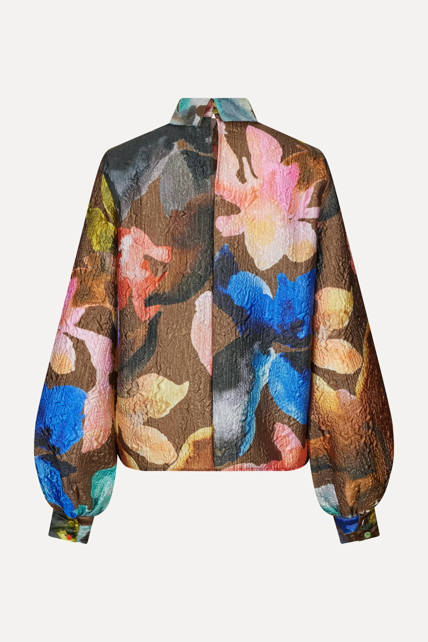 Gathered Long Sleeve Top - Aquarelle Garden-STINE GOYA Online