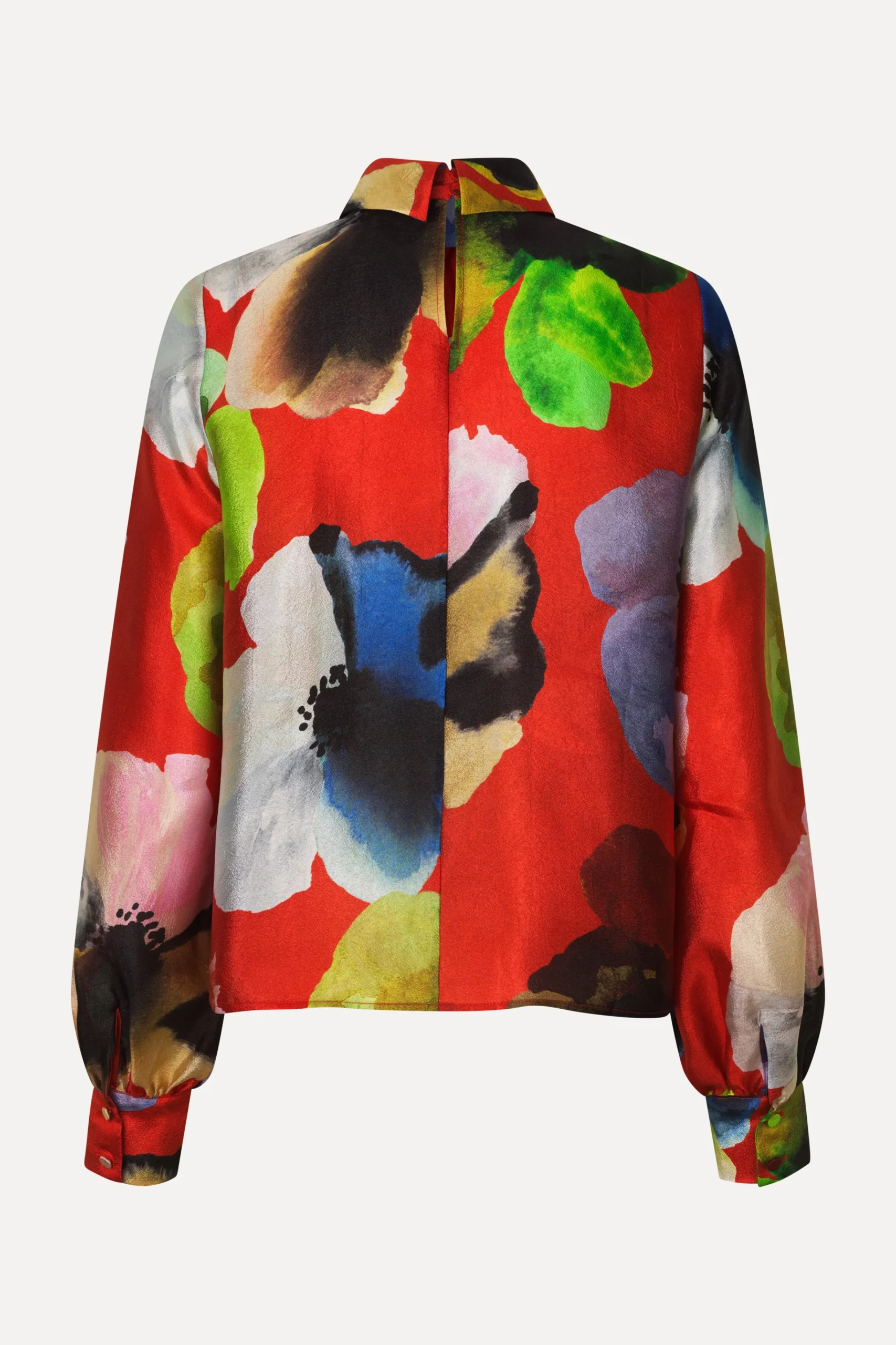 Gathered Long Sleeve Top - Bloom In Red-STINE GOYA Online