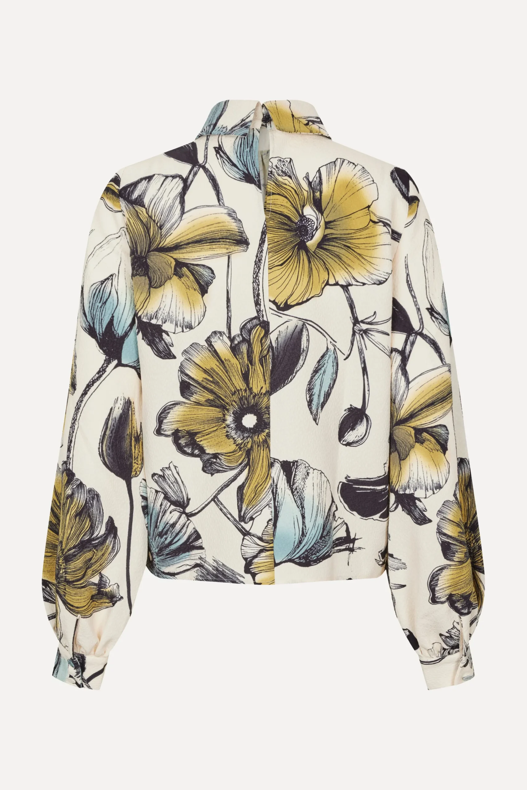 Gathered Long Sleeve Top - Fine Line Poppies-STINE GOYA Discount