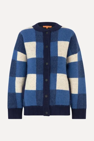 Gingham Check Bomber - Blue Gingham Check-STINE GOYA Discount