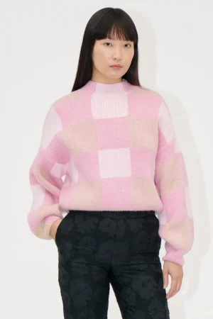 Gingham Check Sweater - Pink Gingham Check-STINE GOYA Cheap