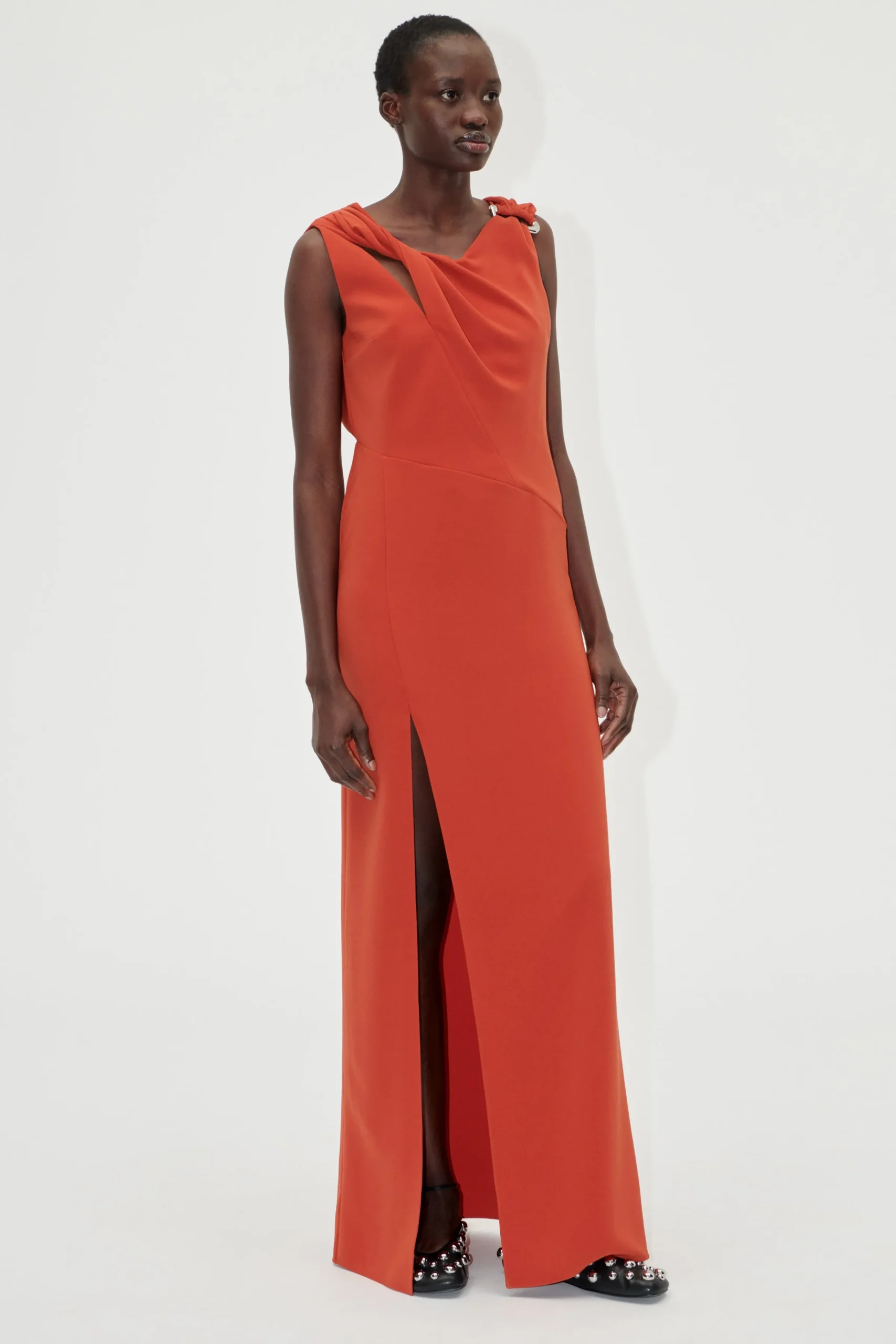 Knotted Floor Length Dress - Red Ochre-STINE GOYA Discount
