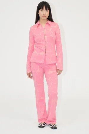 Long Flared Elasticated Pants - Rose Relief-STINE GOYA Cheap