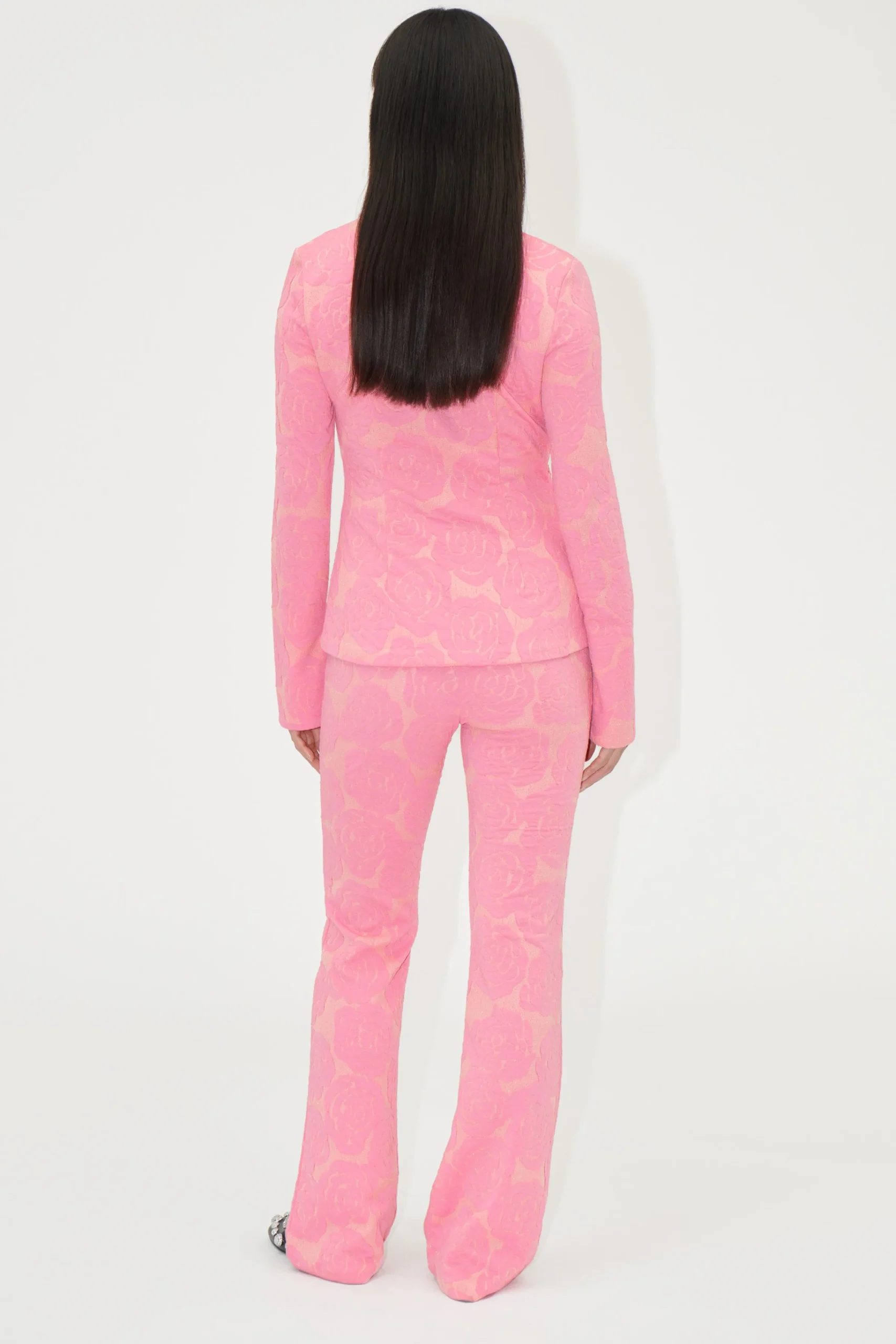 Long Flared Elasticated Pants - Rose Relief-STINE GOYA Cheap