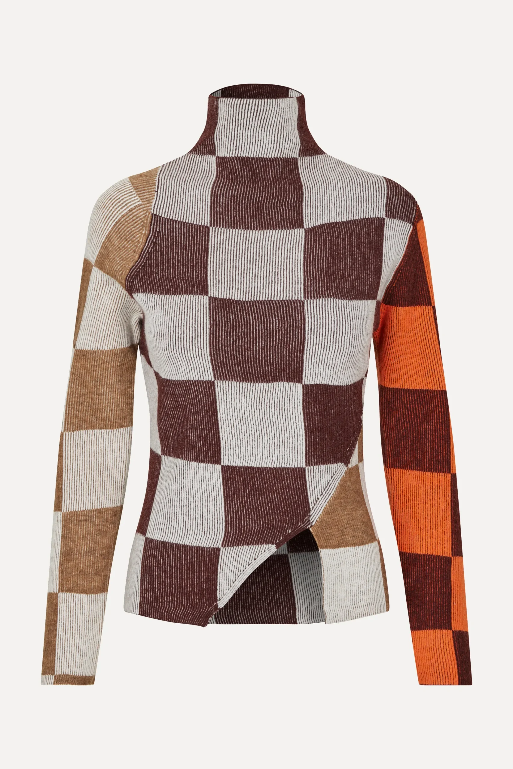 Long Sleeve Asymmetric Top - Chocolate Combo-STINE GOYA New