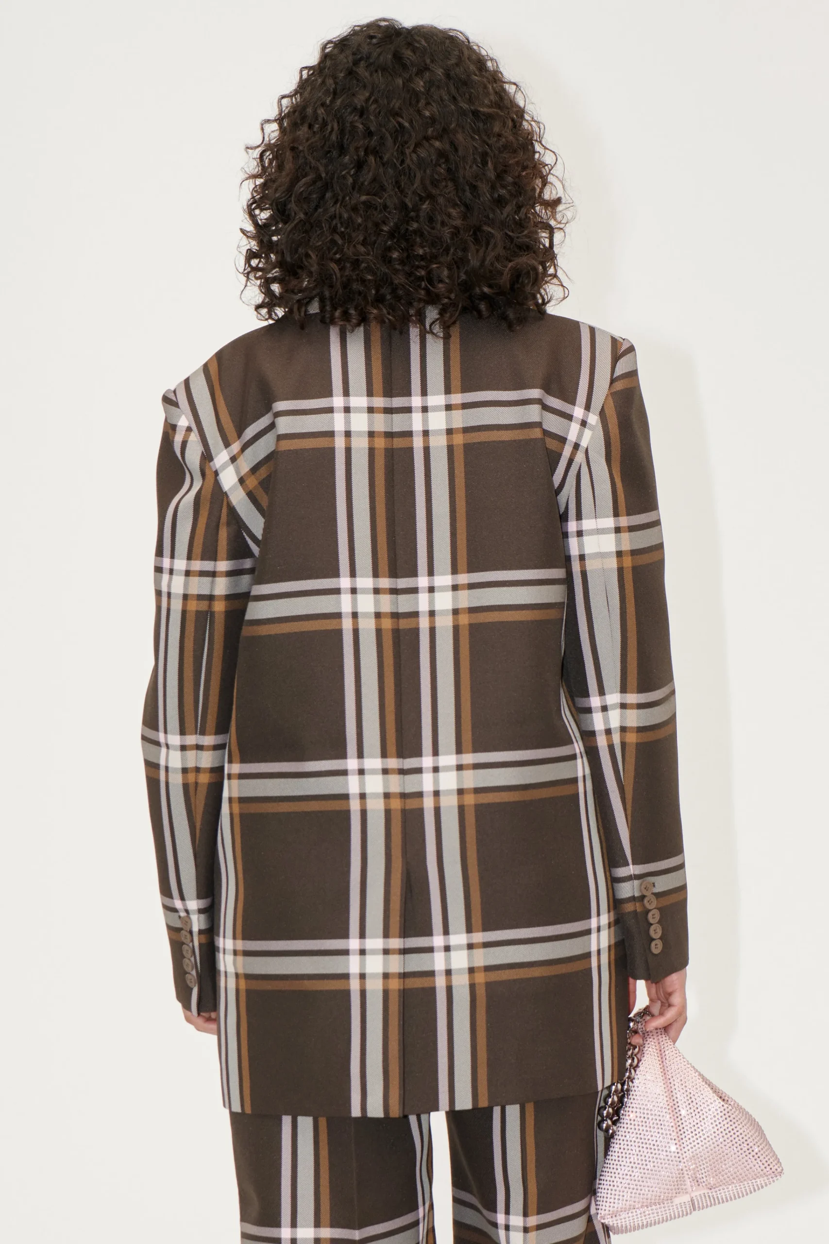 Long Sleeve Boxy Blazer - Weaved Checks-STINE GOYA Outlet