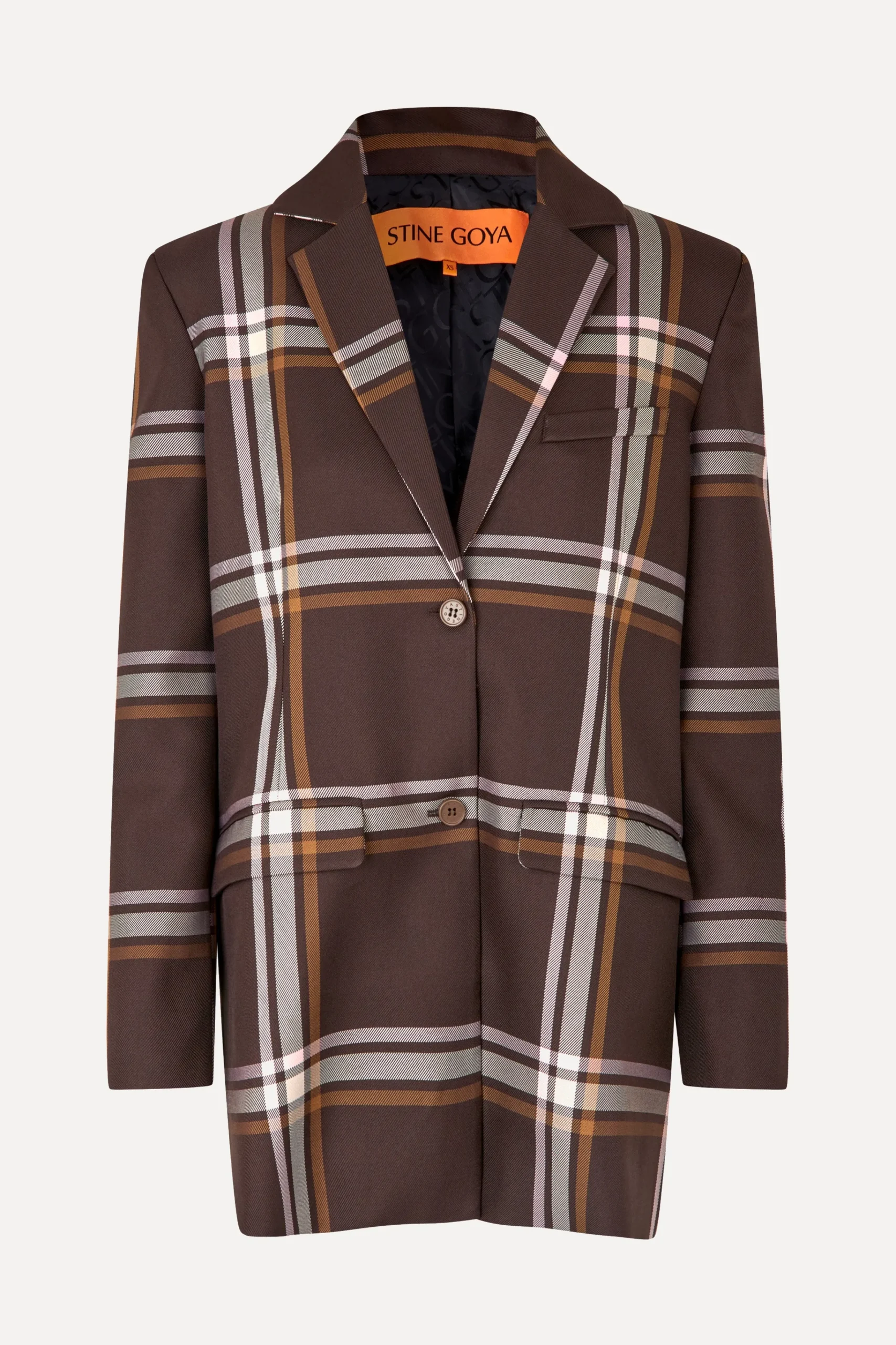 Long Sleeve Boxy Blazer - Weaved Checks-STINE GOYA Outlet