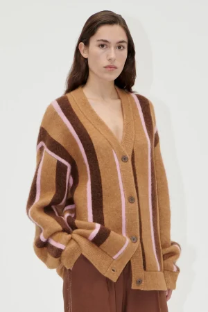 Long Sleeve Cardigan - Cocoa Stripes-STINE GOYA Fashion