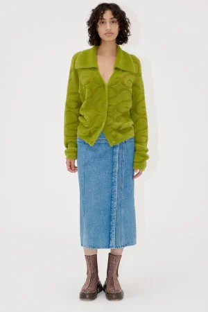 Long Sleeve Cropped Cardigan - SG Monogram Green-STINE GOYA Best