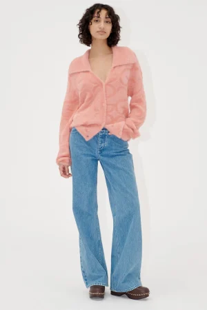 Long Sleeve Cropped Cardigan - SG Monogram Pink-STINE GOYA Best