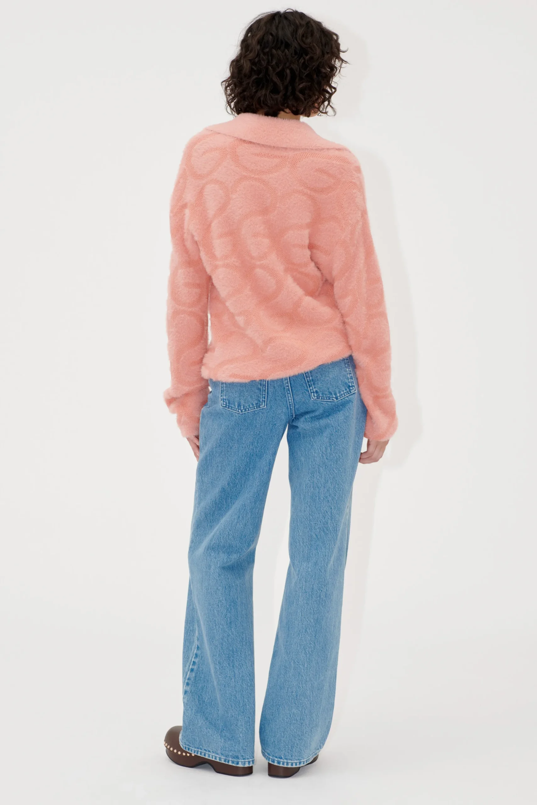 Long Sleeve Cropped Cardigan - SG Monogram Pink-STINE GOYA Best