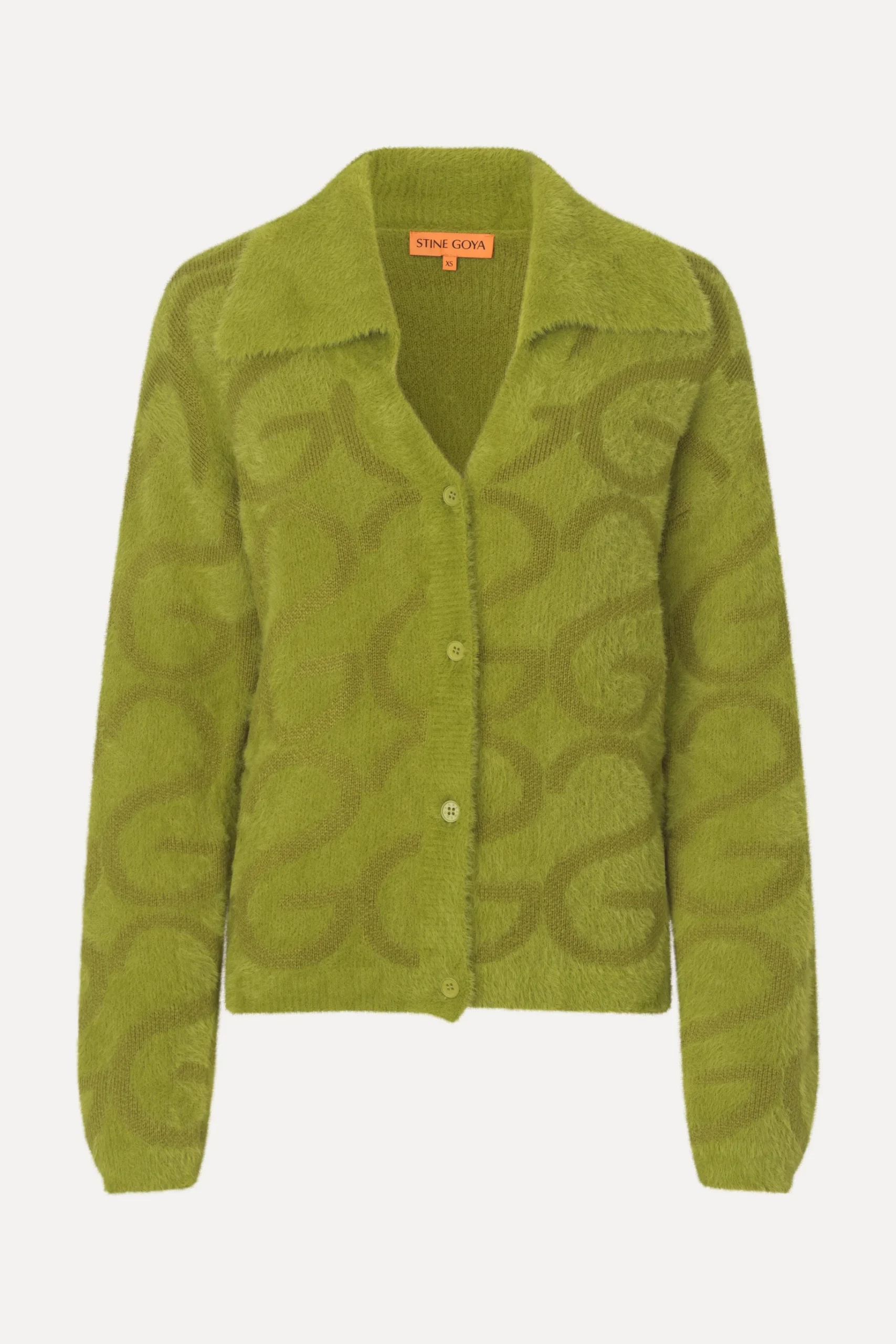 Long Sleeve Cropped Cardigan - SG Monogram Green-STINE GOYA Best