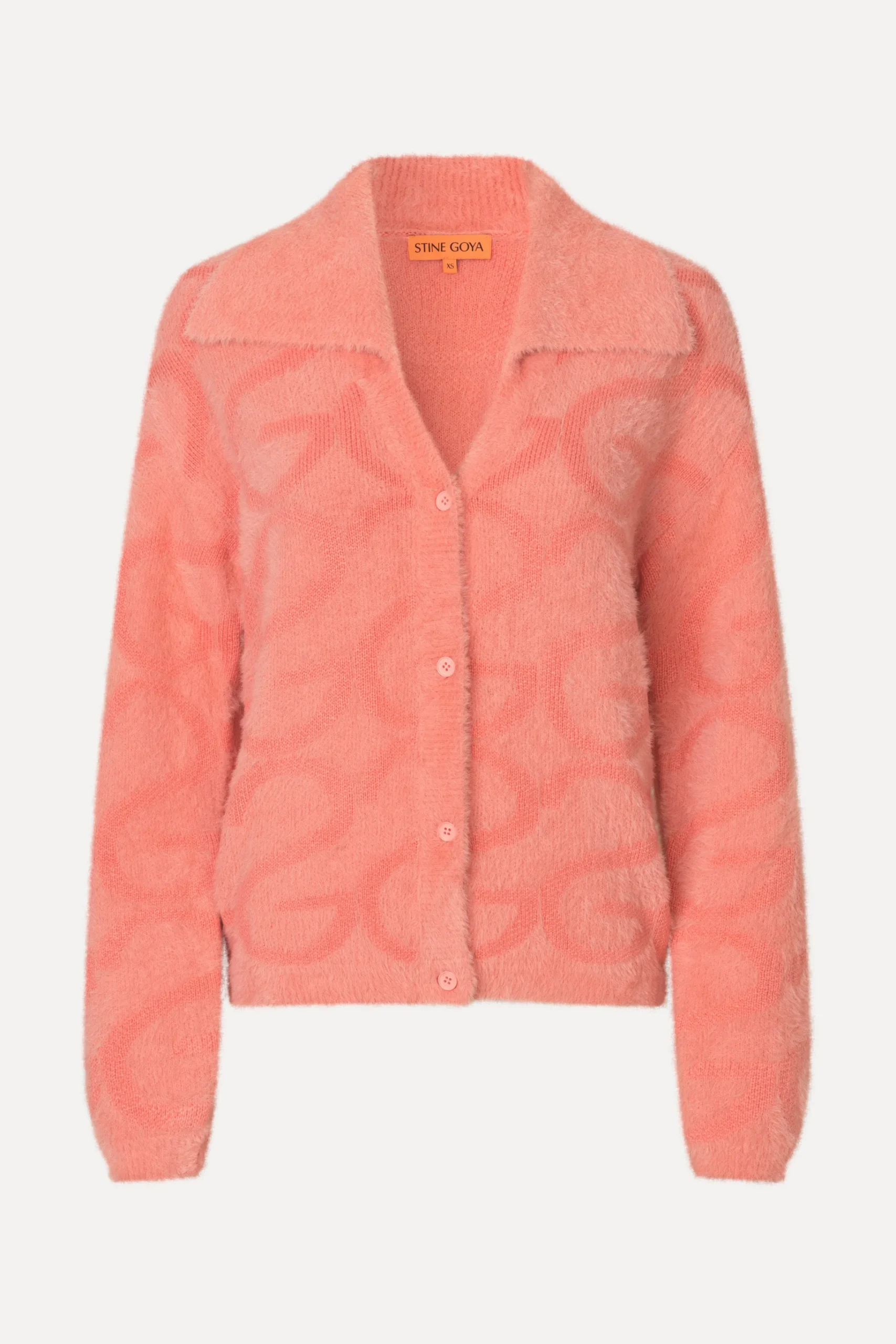 Long Sleeve Cropped Cardigan - SG Monogram Pink-STINE GOYA Best
