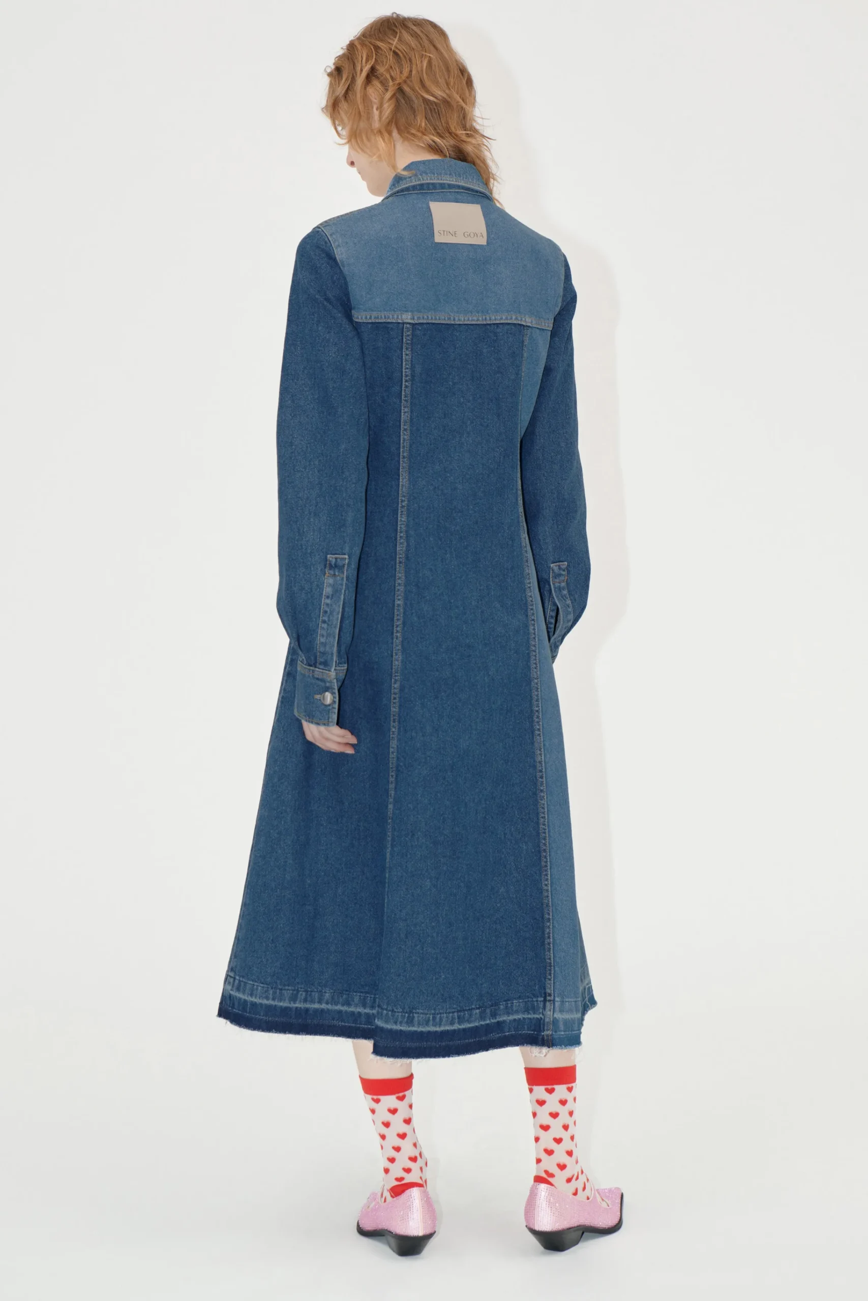 Long Sleeve Denim Dress - Two Tone Denim-STINE GOYA Flash Sale