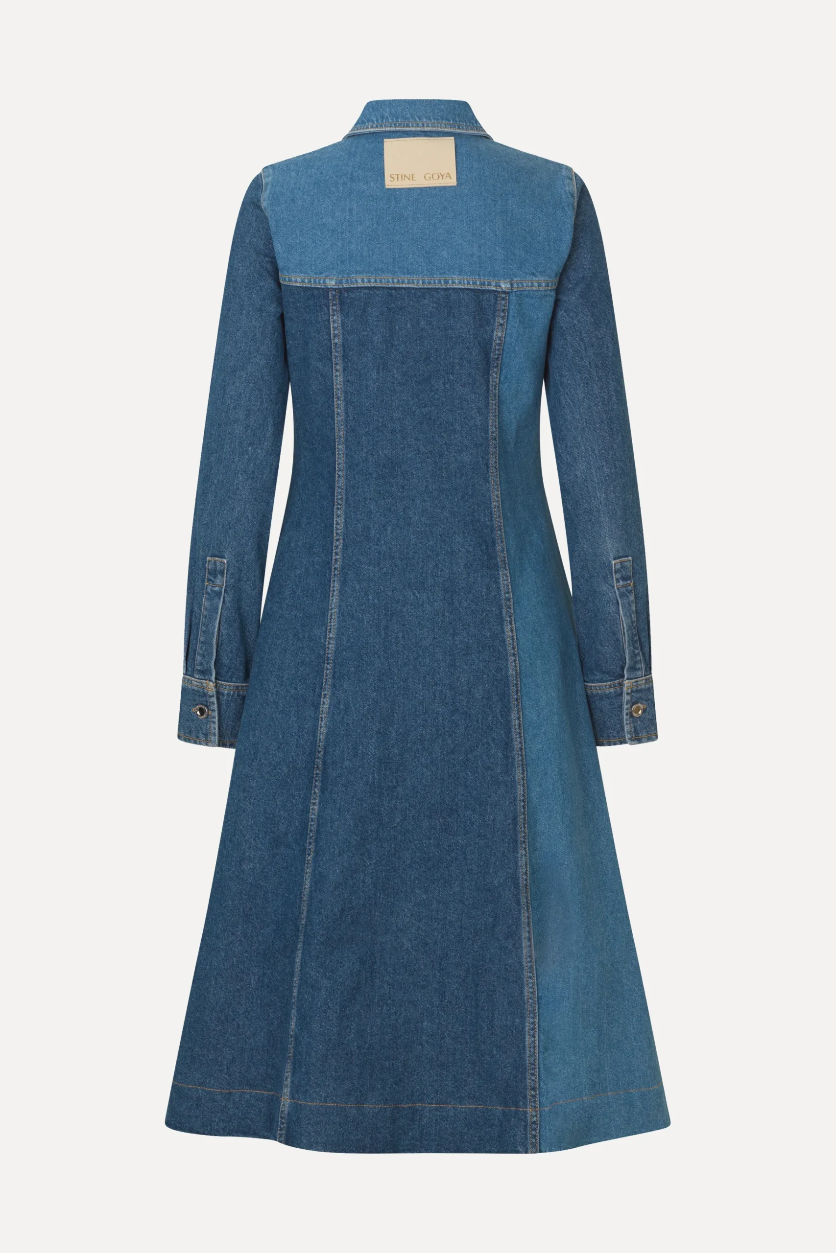 Long Sleeve Denim Dress - Two Tone Denim-STINE GOYA Flash Sale